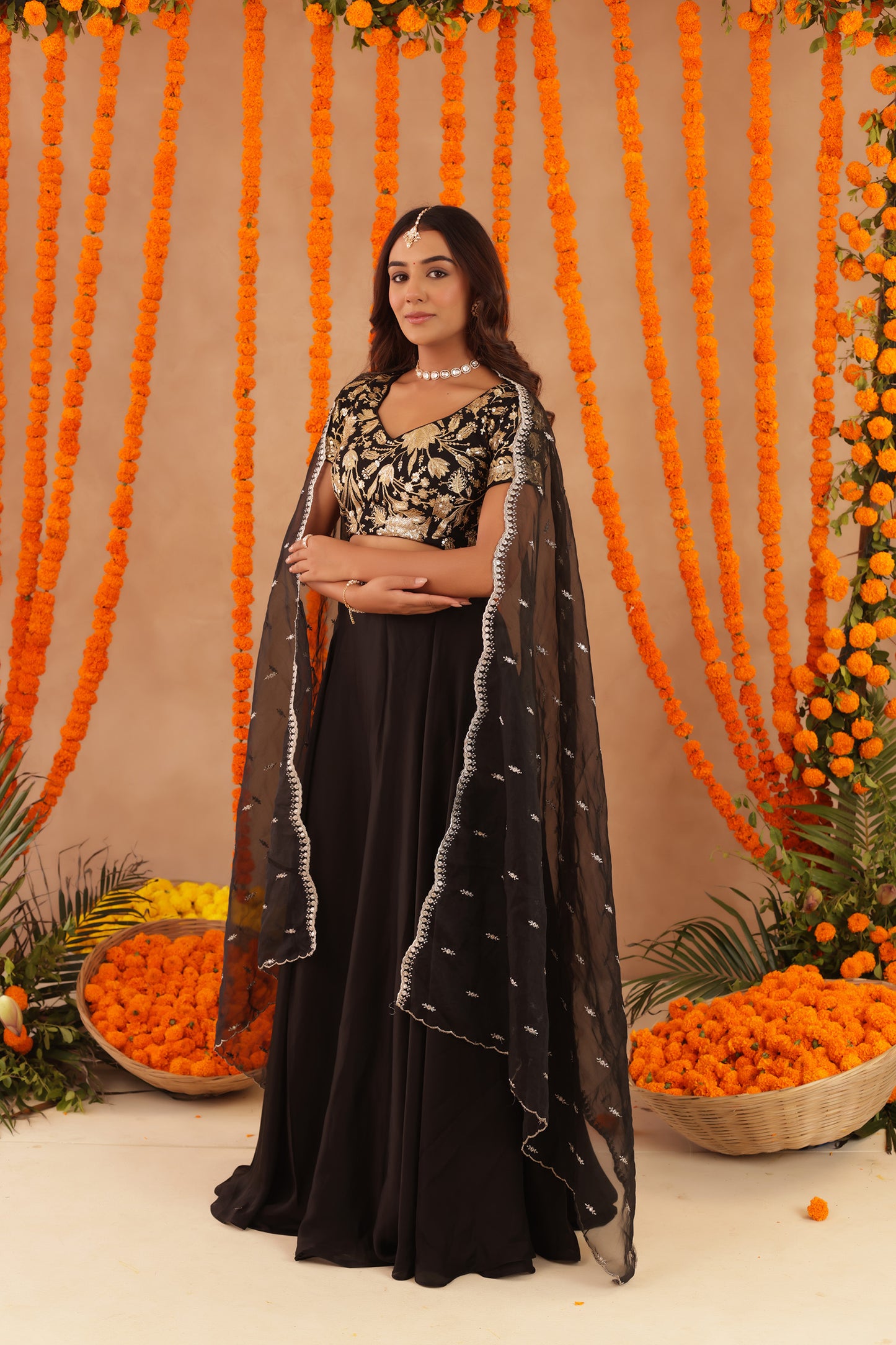 ISHARA BLACK DETAILED LEHENGA SET