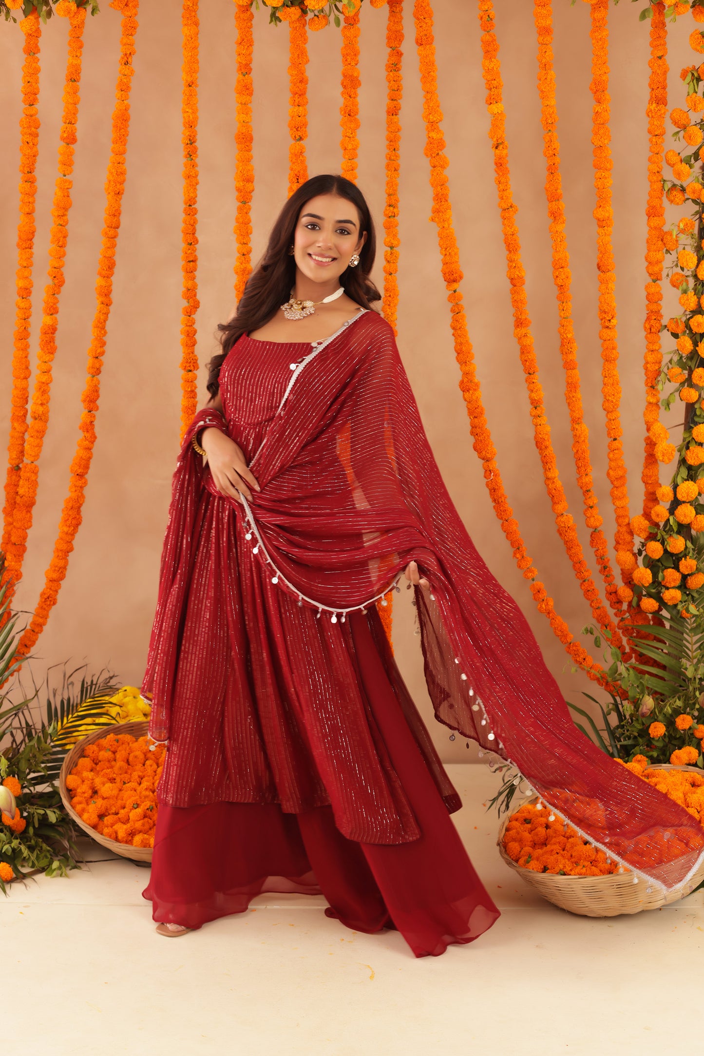 JOSHNA RED LURIX KURTA SET