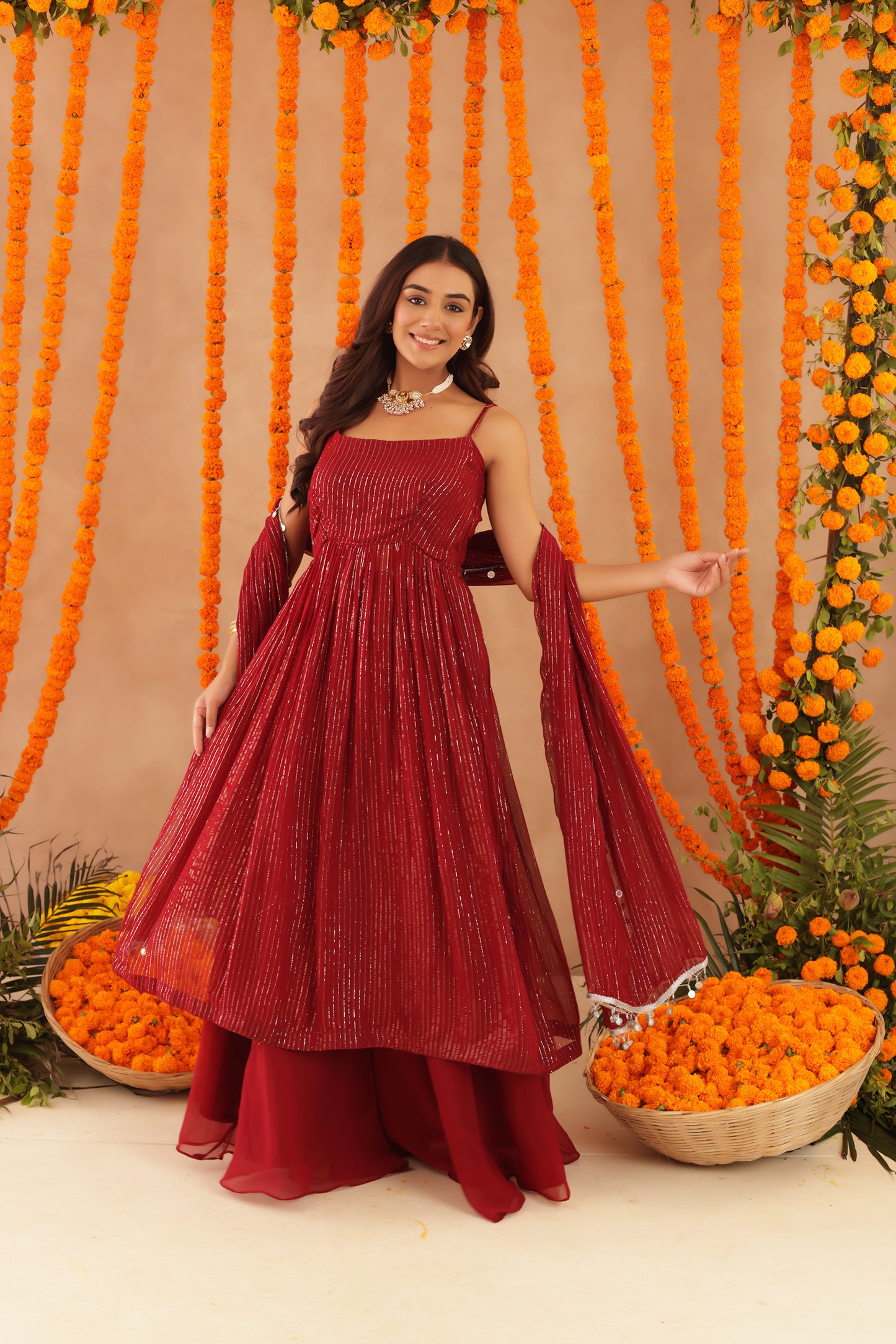 JOSHNA RED LURIX KURTA SET