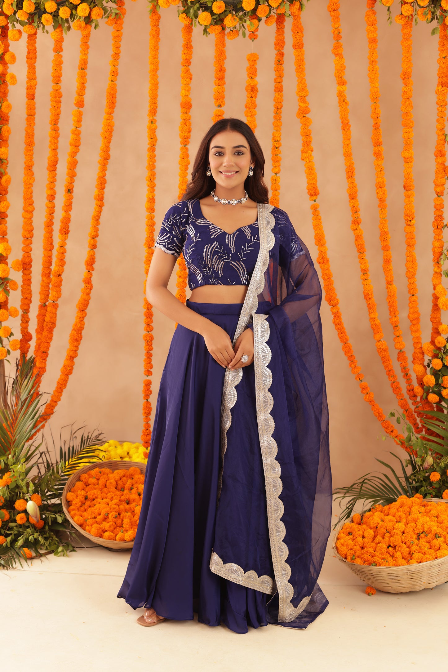 VIBHA NAVY BLUE DETAILED LEHENGA SET