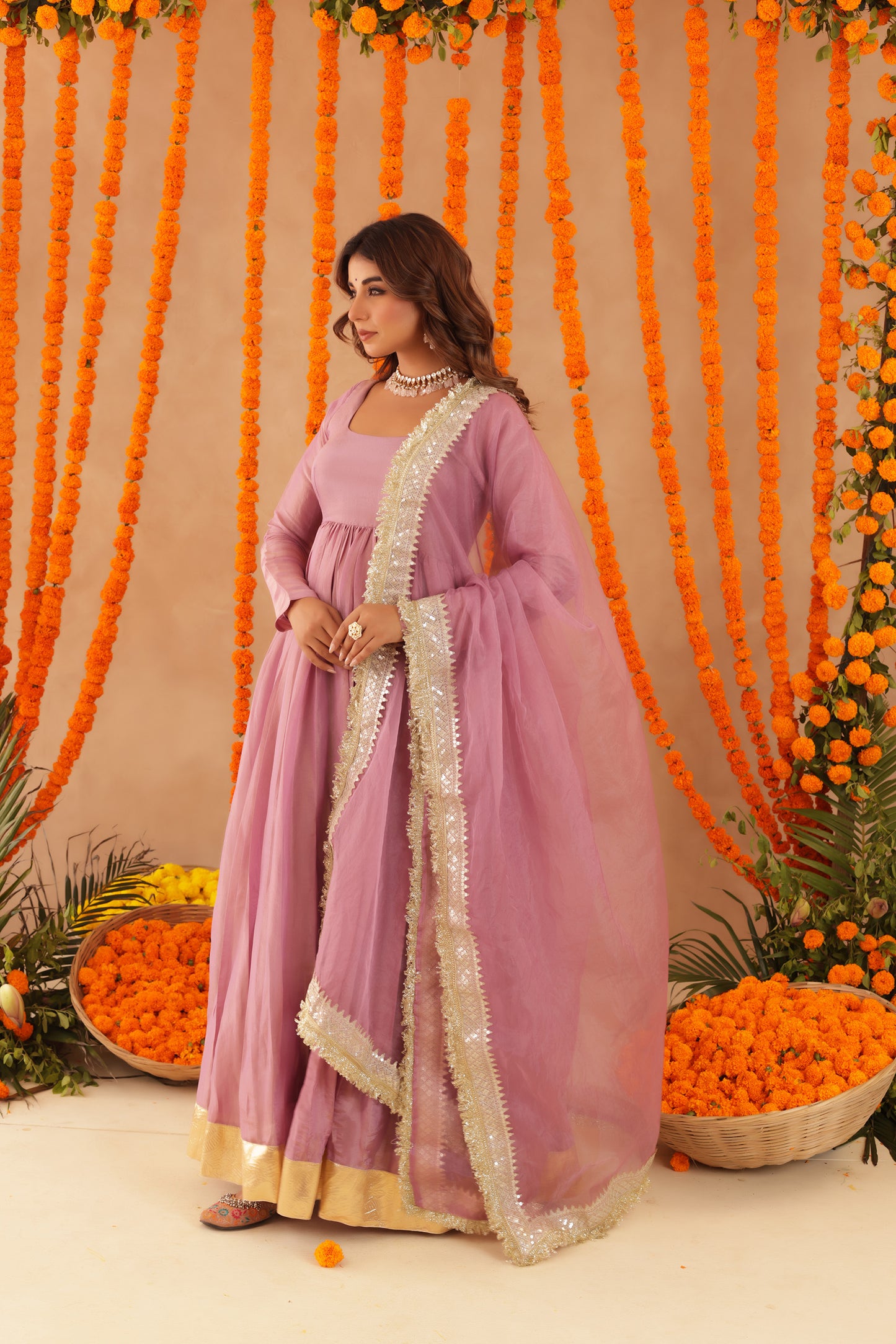 SHUBHA MAUVE PINK ANARKALI SET