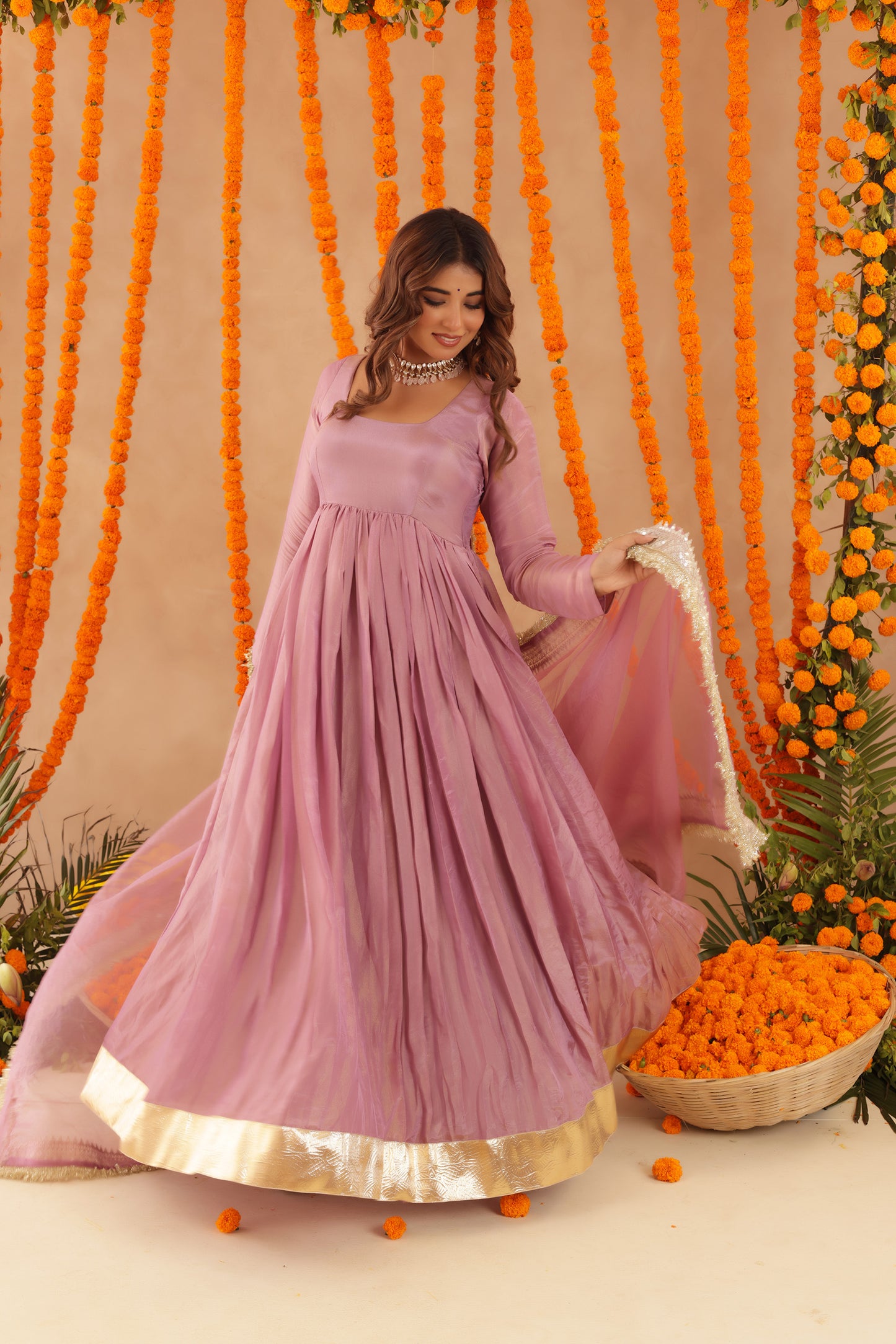 SHUBHA MAUVE PINK ANARKALI SET