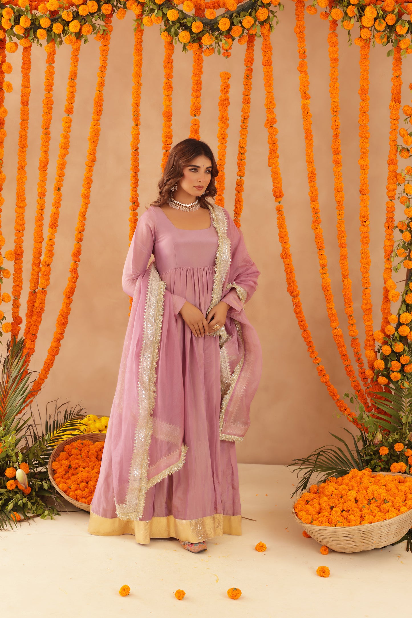SHUBHA MAUVE PINK ANARKALI SET