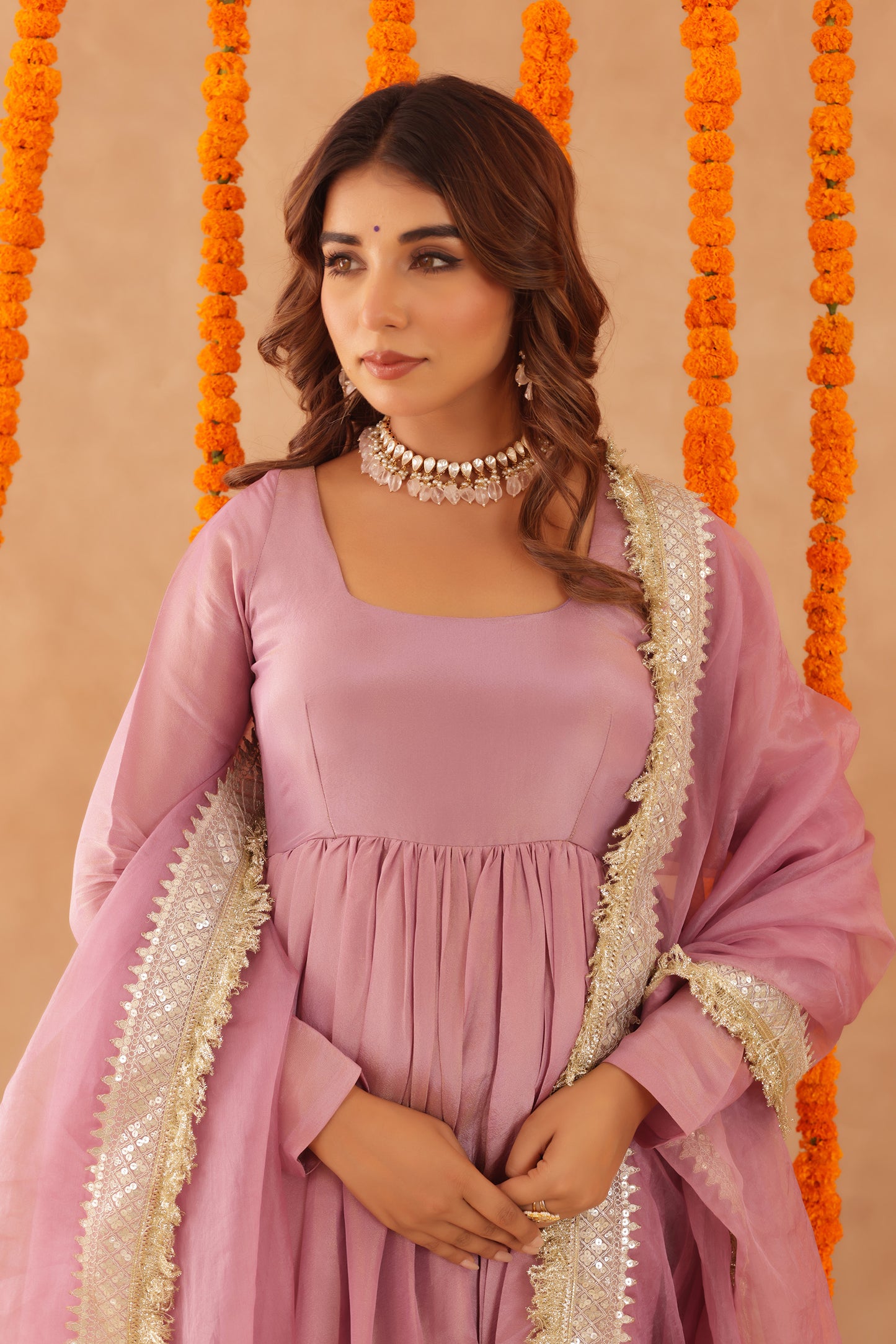 SHUBHA MAUVE PINK ANARKALI SET