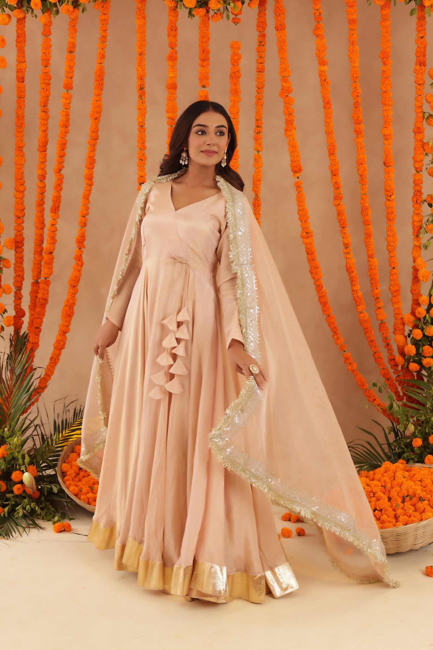 SHREYA BEIGE ANARKALI SET