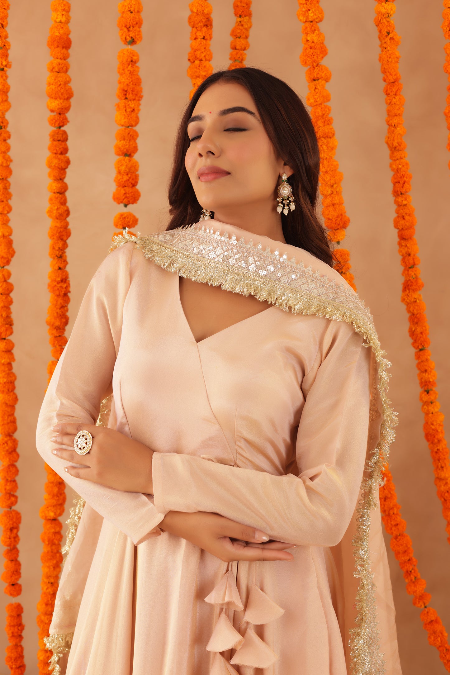 SHREYA BEIGE ANARKALI SET