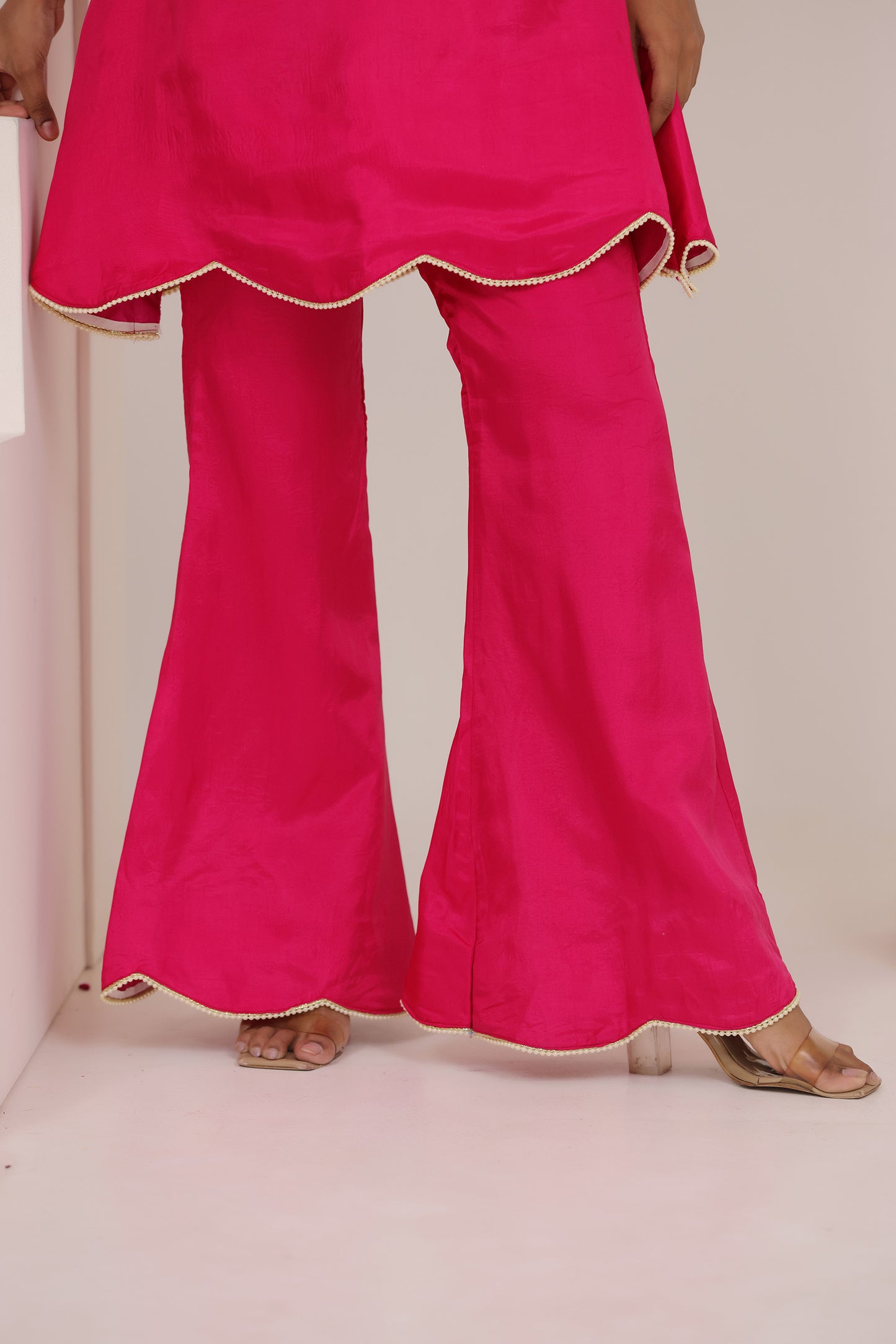 AKSHA PINK SILK DETAILED COORD SET