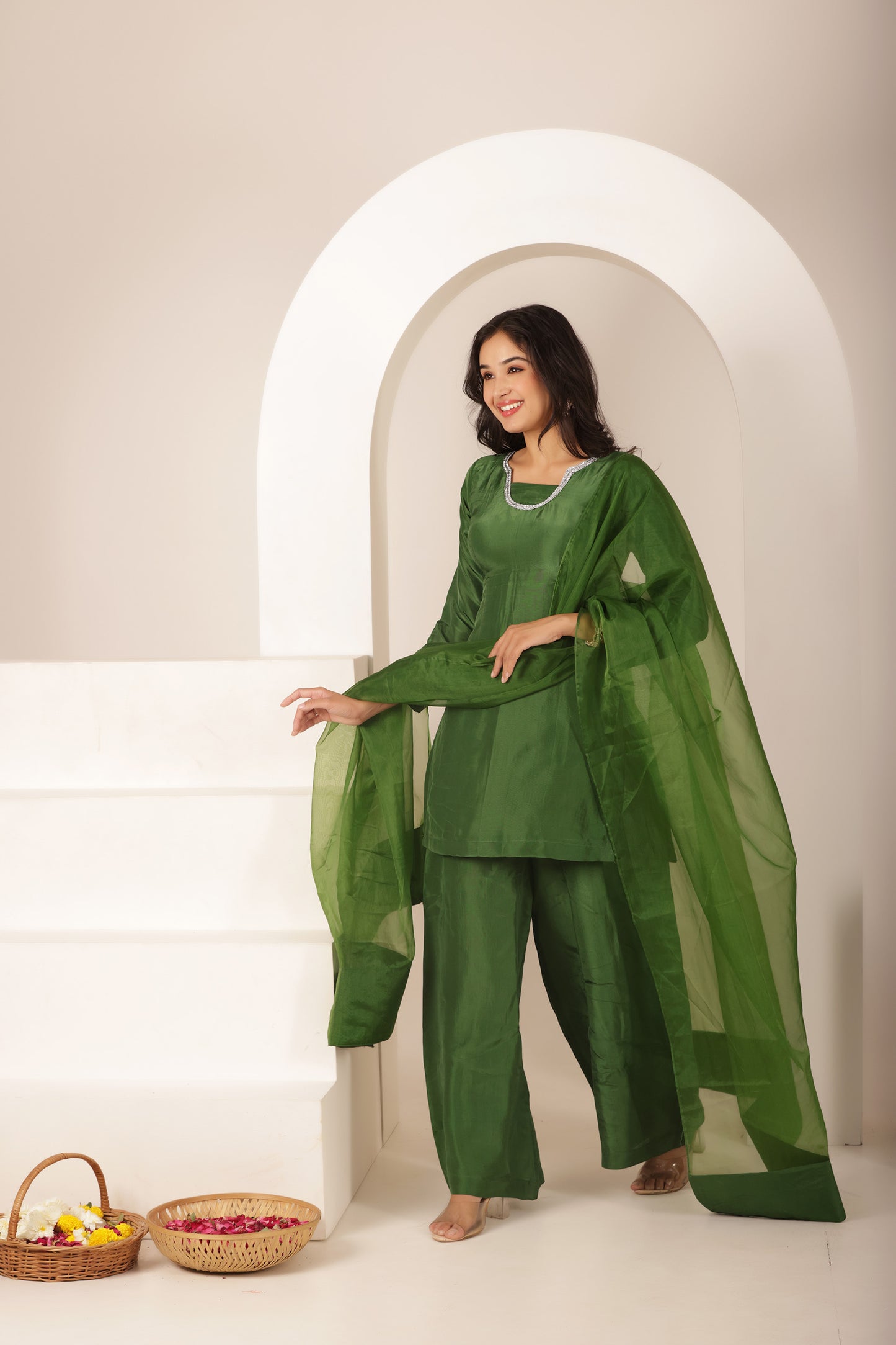 MEHNOOR GREEN FARSHI SALWAR SUIT SET