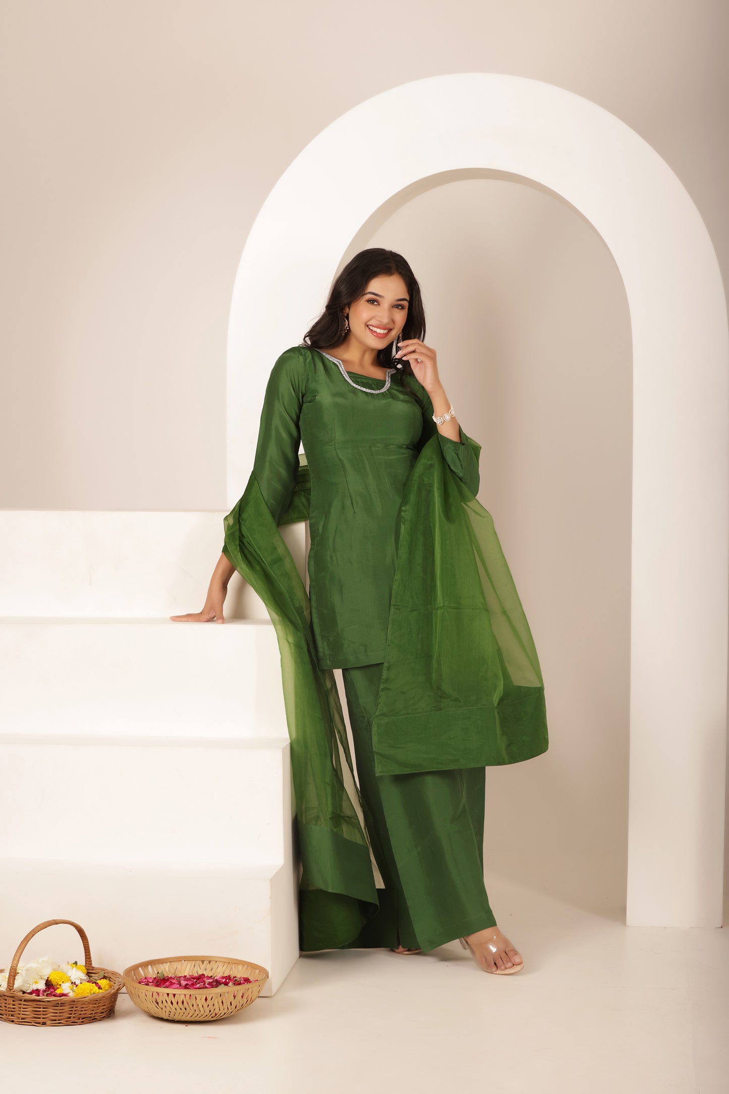 MEHNOOR GREEN FARSHI SALWAR SUIT