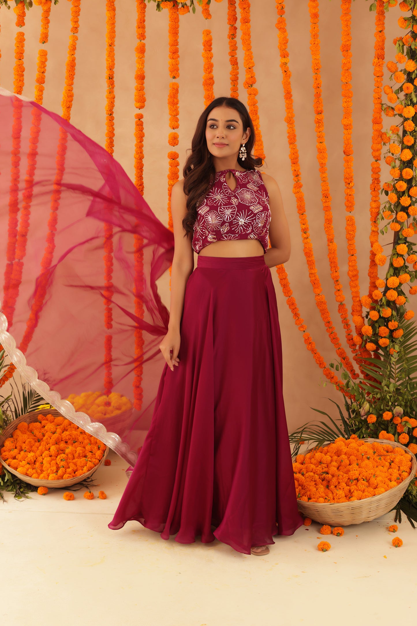SAISHA CHERRY PINK DETAILED LEHENGA
