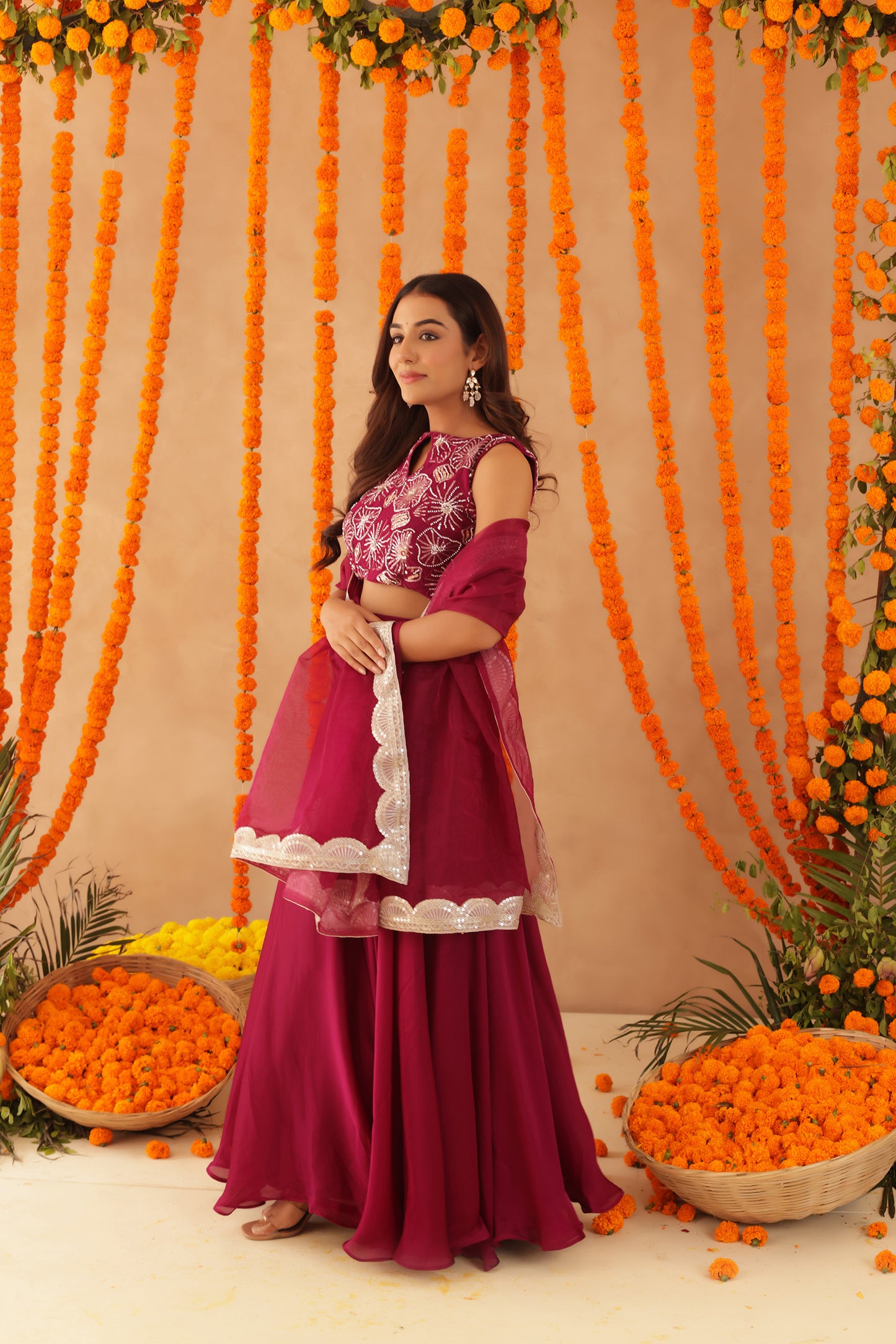 SAISHA CHERRY PINK DETAILED LEHENGA