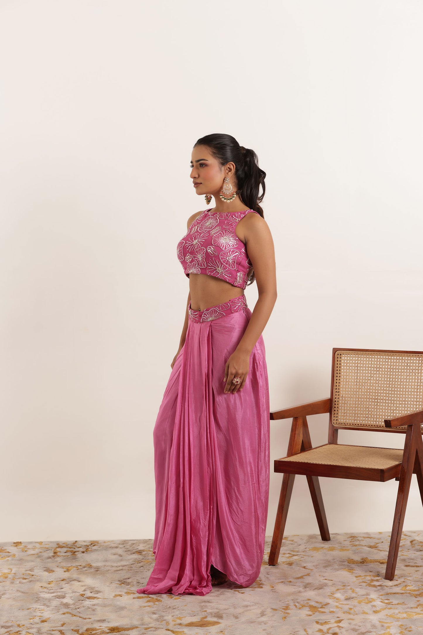 NAZAH MAUVE PINK PURE SILK PRE DRAPED SAREE Deasha India