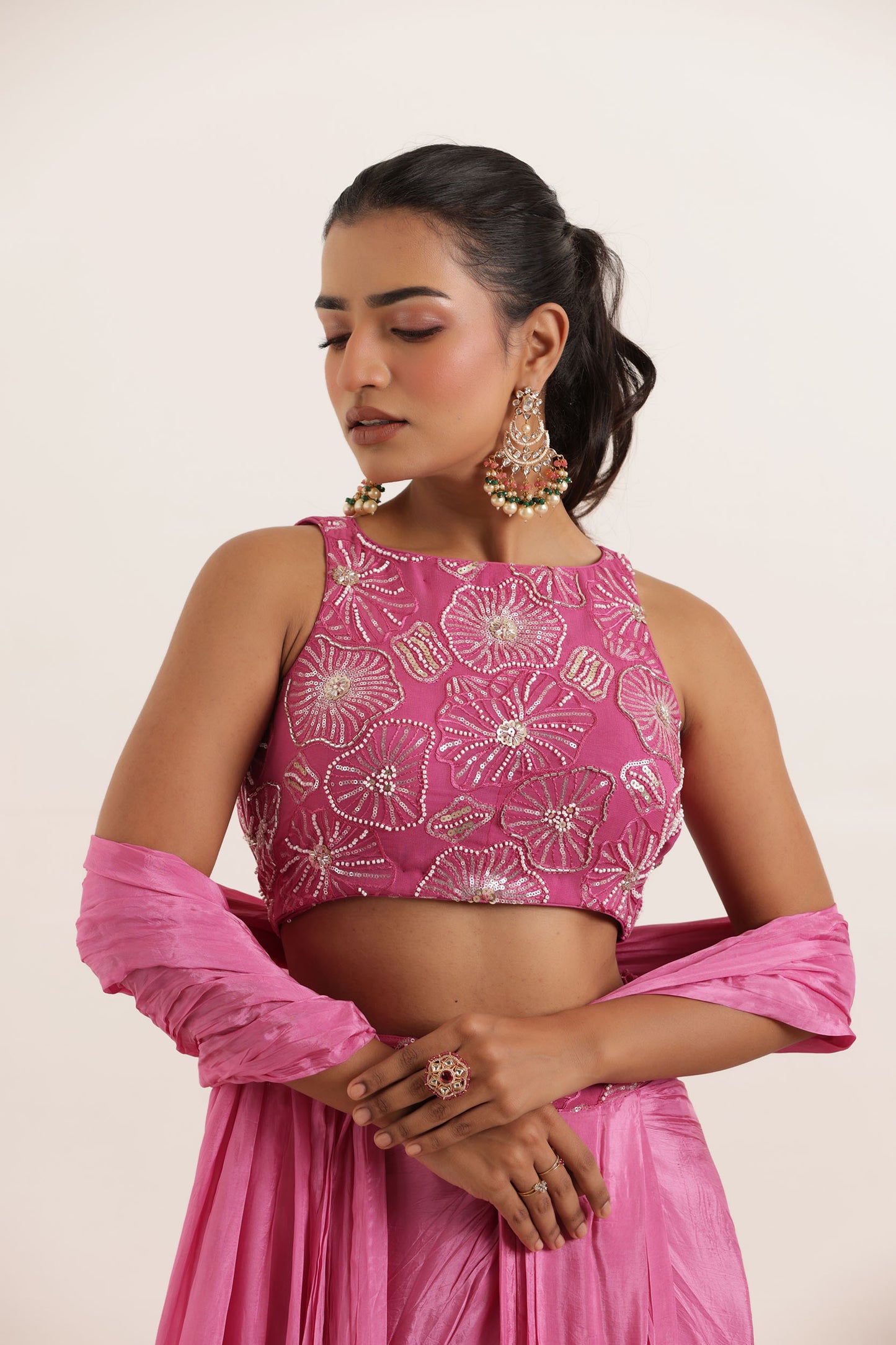 NAZAH MAUVE PINK PURE SILK PRE DRAPED SAREE Deasha India
