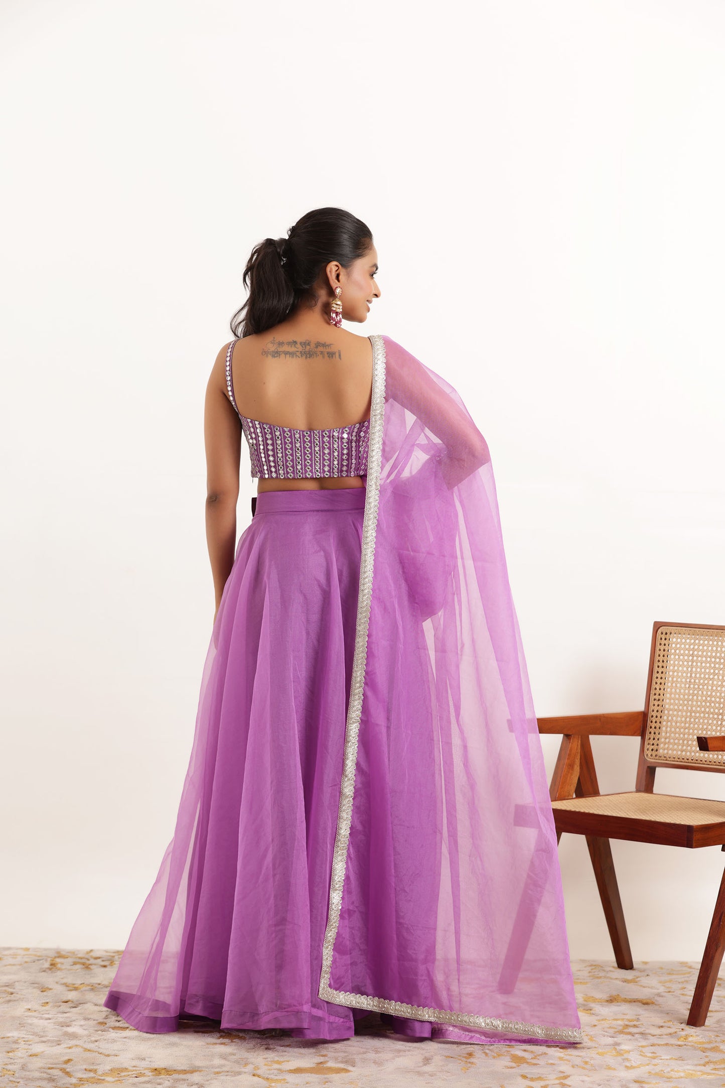 AAHANA LAVENDER DETAILED ORGANZA LEHENGA SET Deasha India