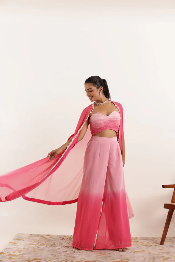 ANIKA BLUE OMBRE DETAILED FUSION SET Deasha India