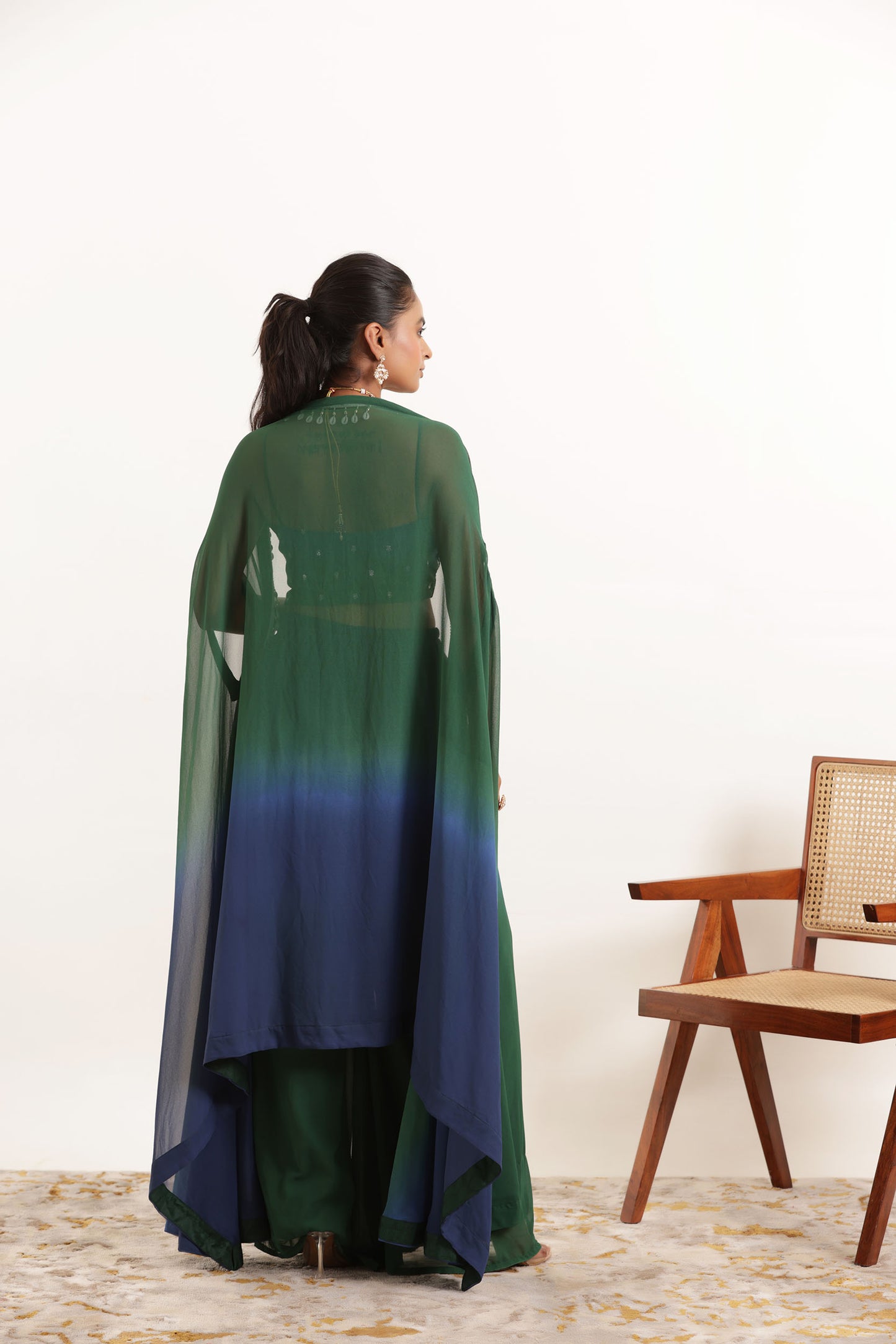 ANIKA BLUE OMBRE DETAILED FUSION SET Deasha India