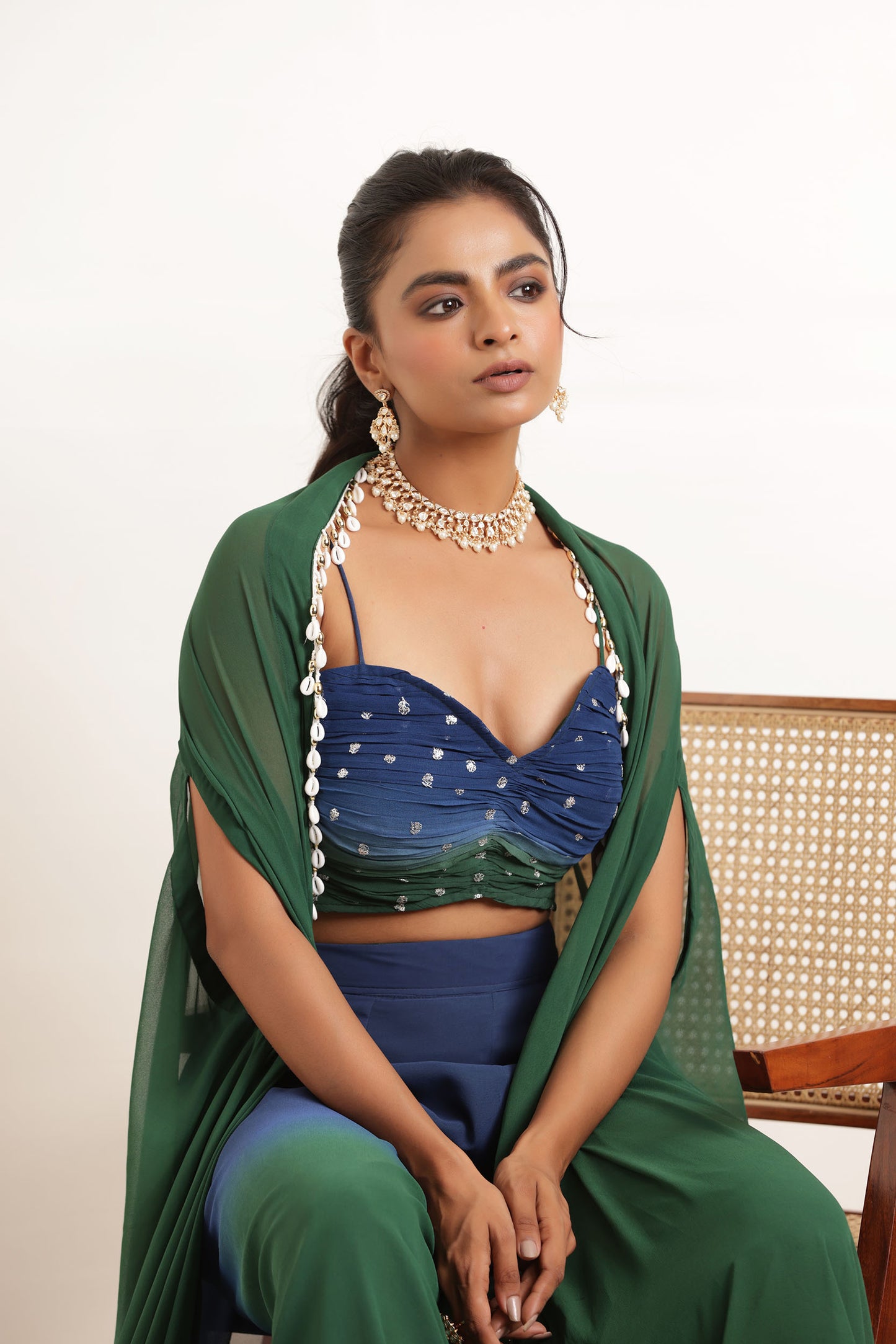 ANIKA BLUE OMBRE DETAILED FUSION SET Deasha India