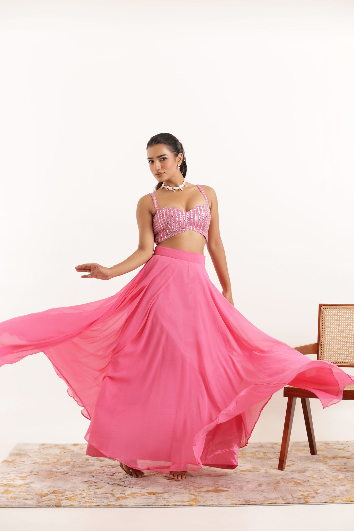 AAROHI HOT PINK DETAILED LEHENAG SET Deasha India