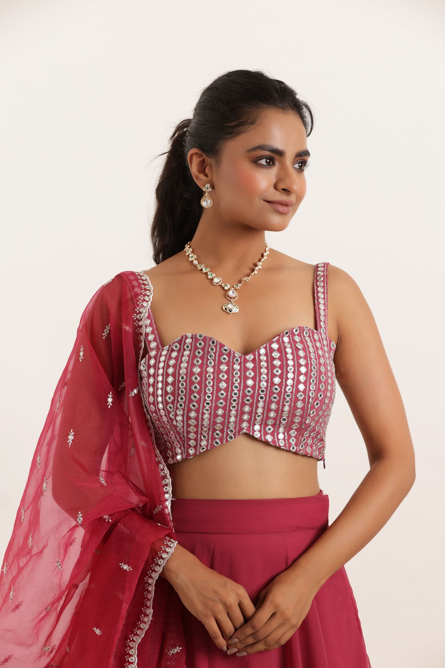 ANAHITA MYSTIC MAROON DETAILED LEHEENGA SET Deasha India