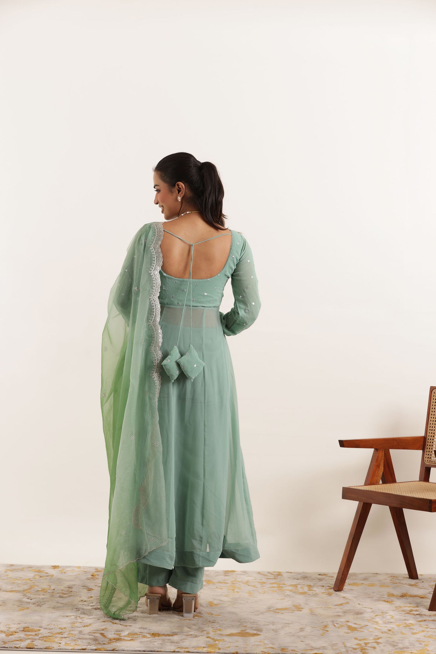 AARINI TURQUOISE ANARKALI SET Deasha India