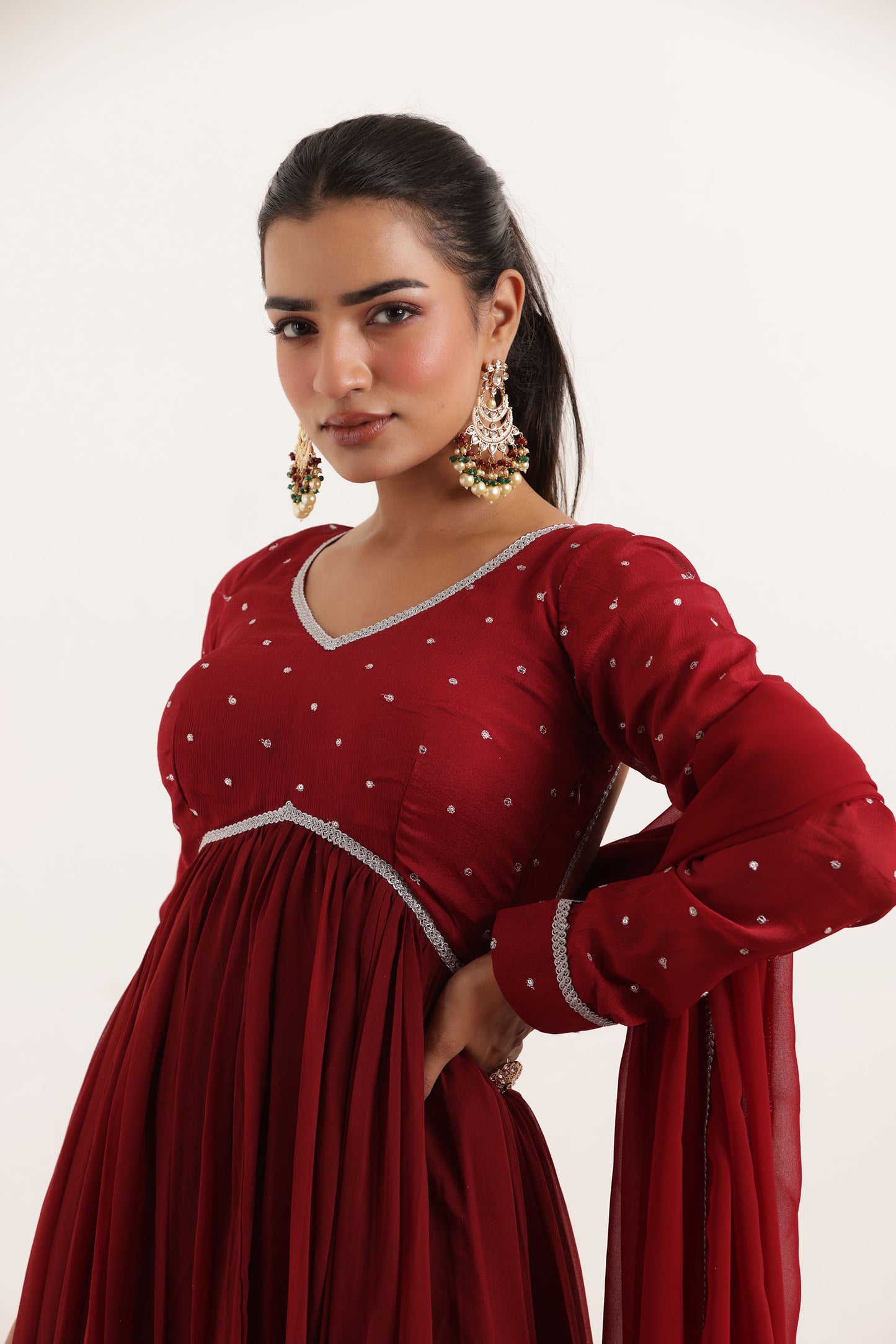 INAYA MAROON RED ANARKALI SET Deasha India