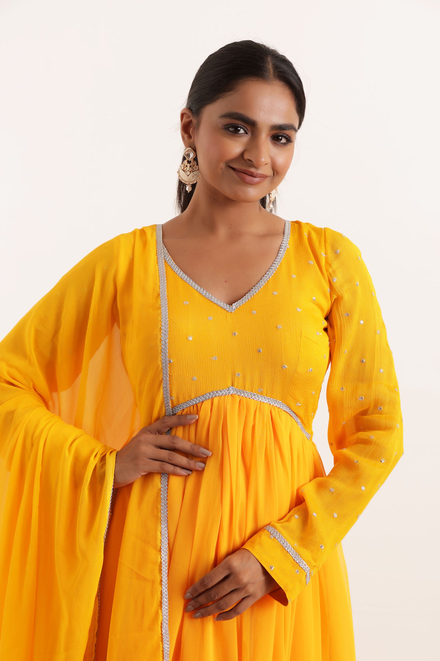 PARI YELLOW ANARKALI SET Deasha India
