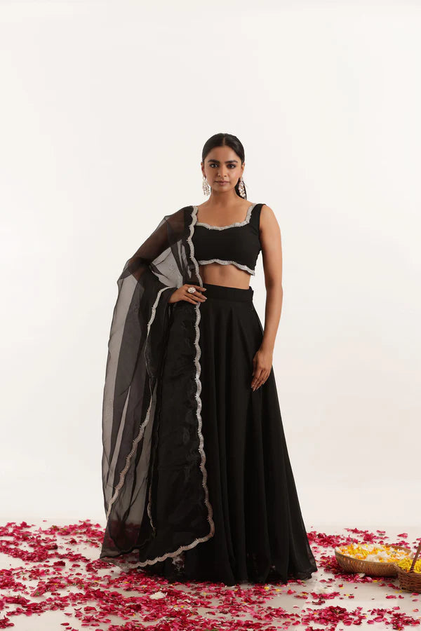 TARA VOILET GREY DETAILED LEHENGA SET Deasha India