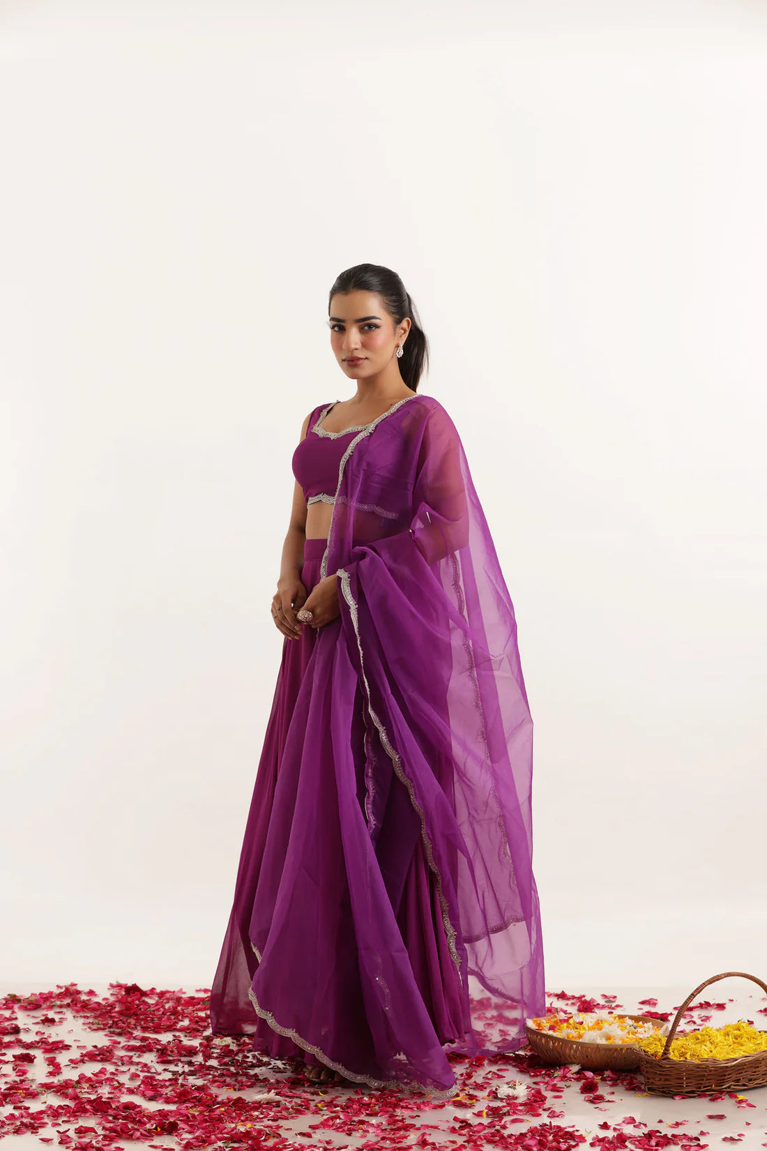 TARA VOILET GREY DETAILED LEHENGA SET Deasha India