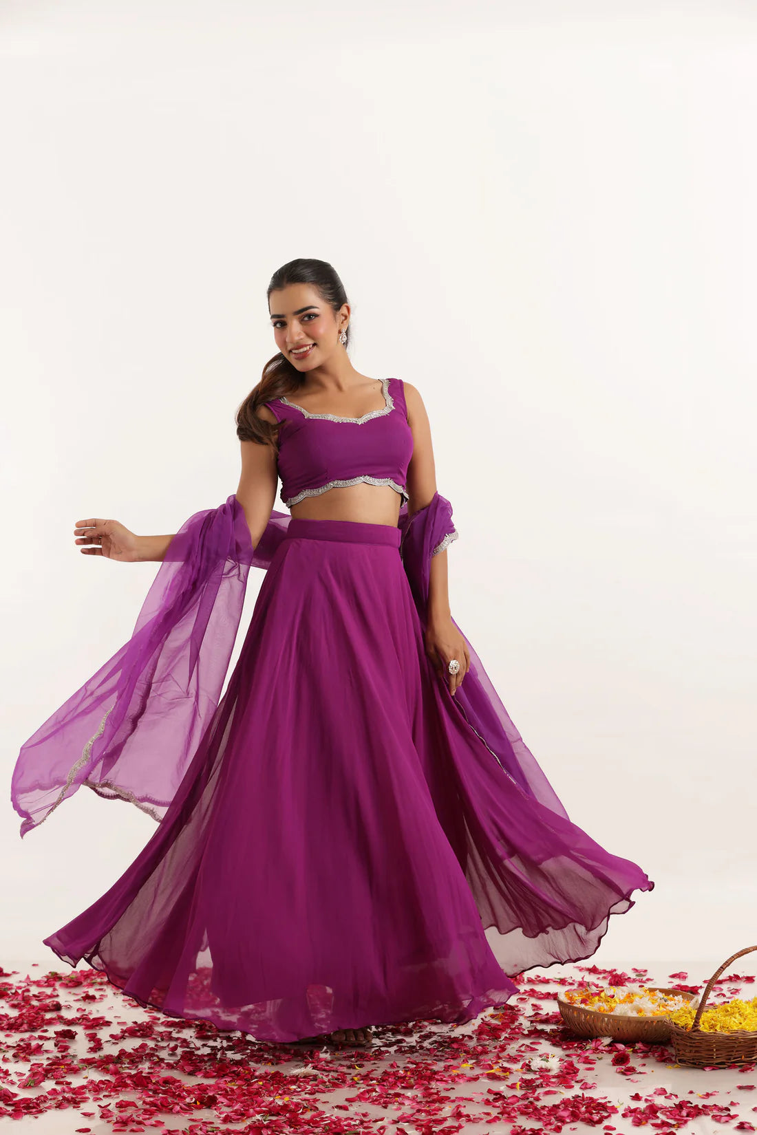 TARA VOILET GREY DETAILED LEHENGA SET Deasha India
