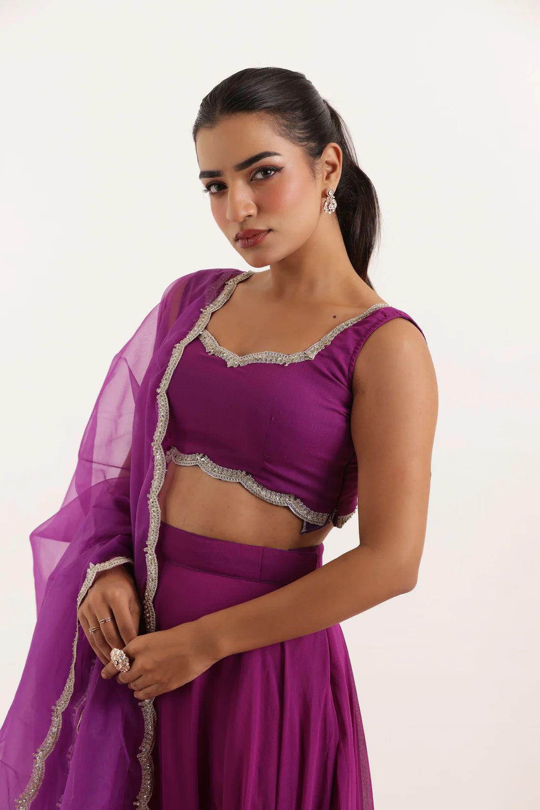 TARA VOILET GREY DETAILED LEHENGA SET Deasha India