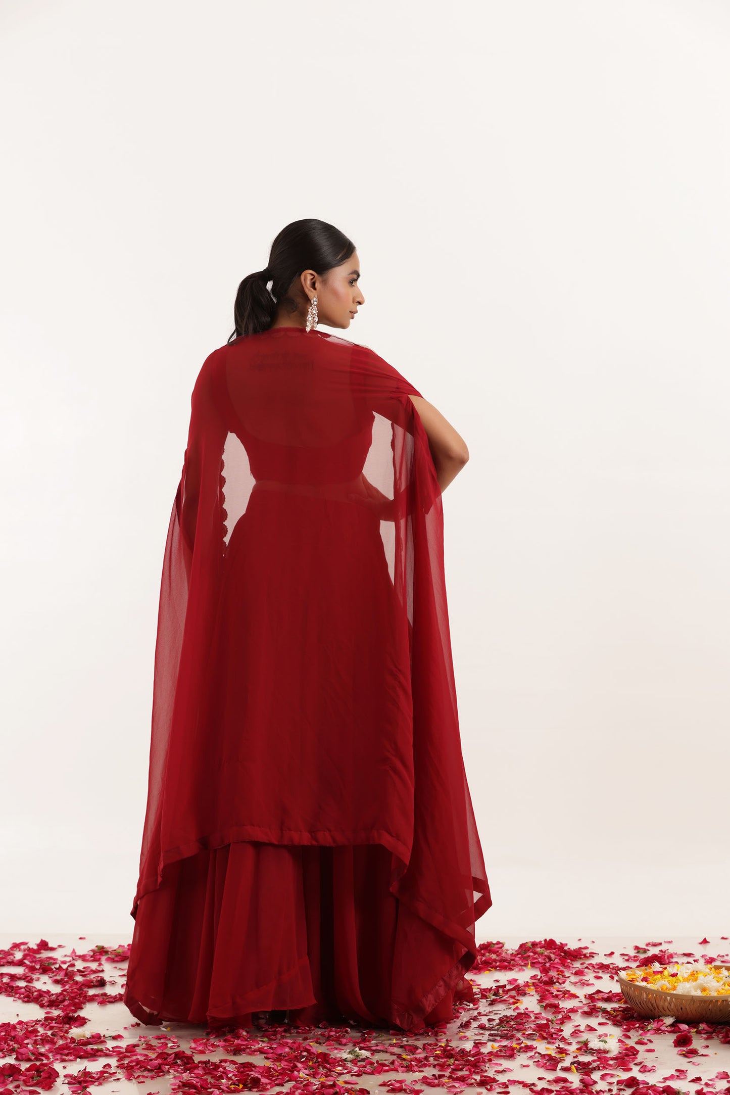 RIVAAZ MAROON RED SHRUG SET Deasha India