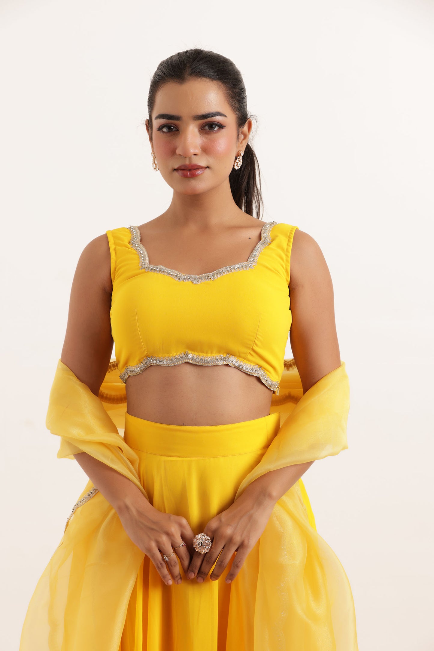 KAVYA YELLOW DETAILED LEHENGA SET Deasha India