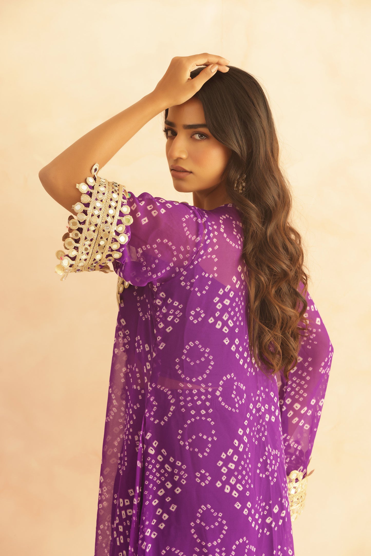 EDITHA GREEN BANDHEJ MIRROR WORK FUSION SET