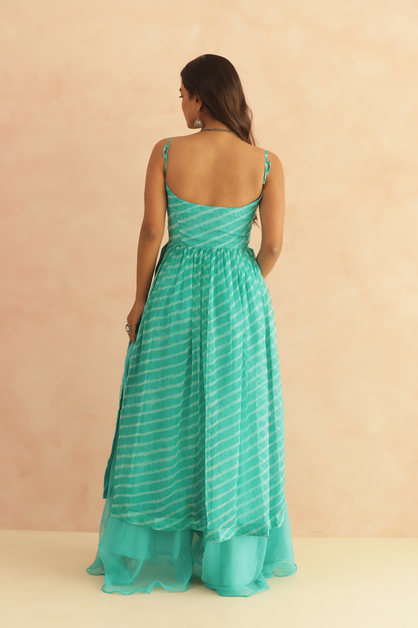 TWISHA TURQUOISE LEHERIYA KURTA SET