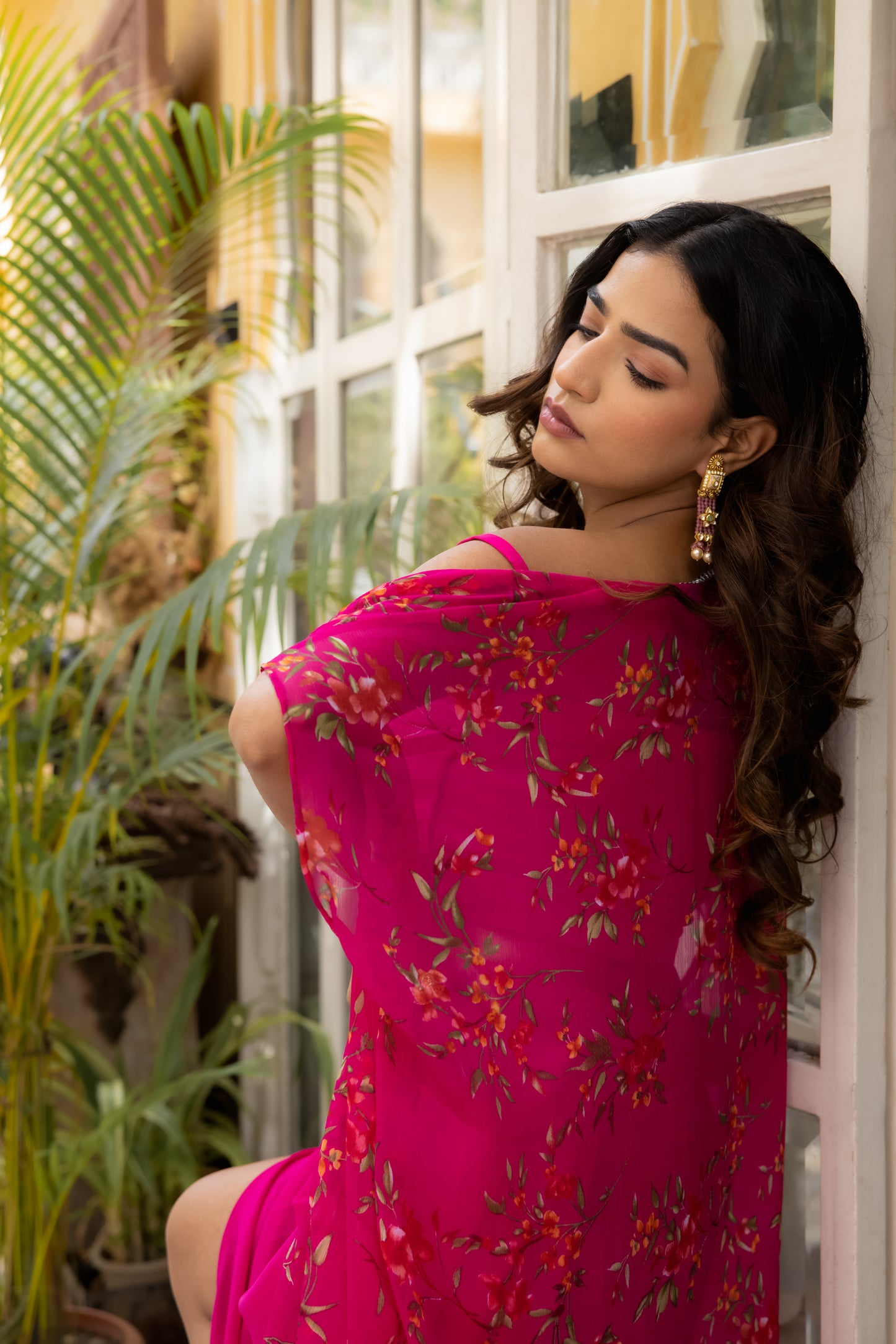 IVY MAGENTA PINK DHOTI SET WITH CAPE Deasha India