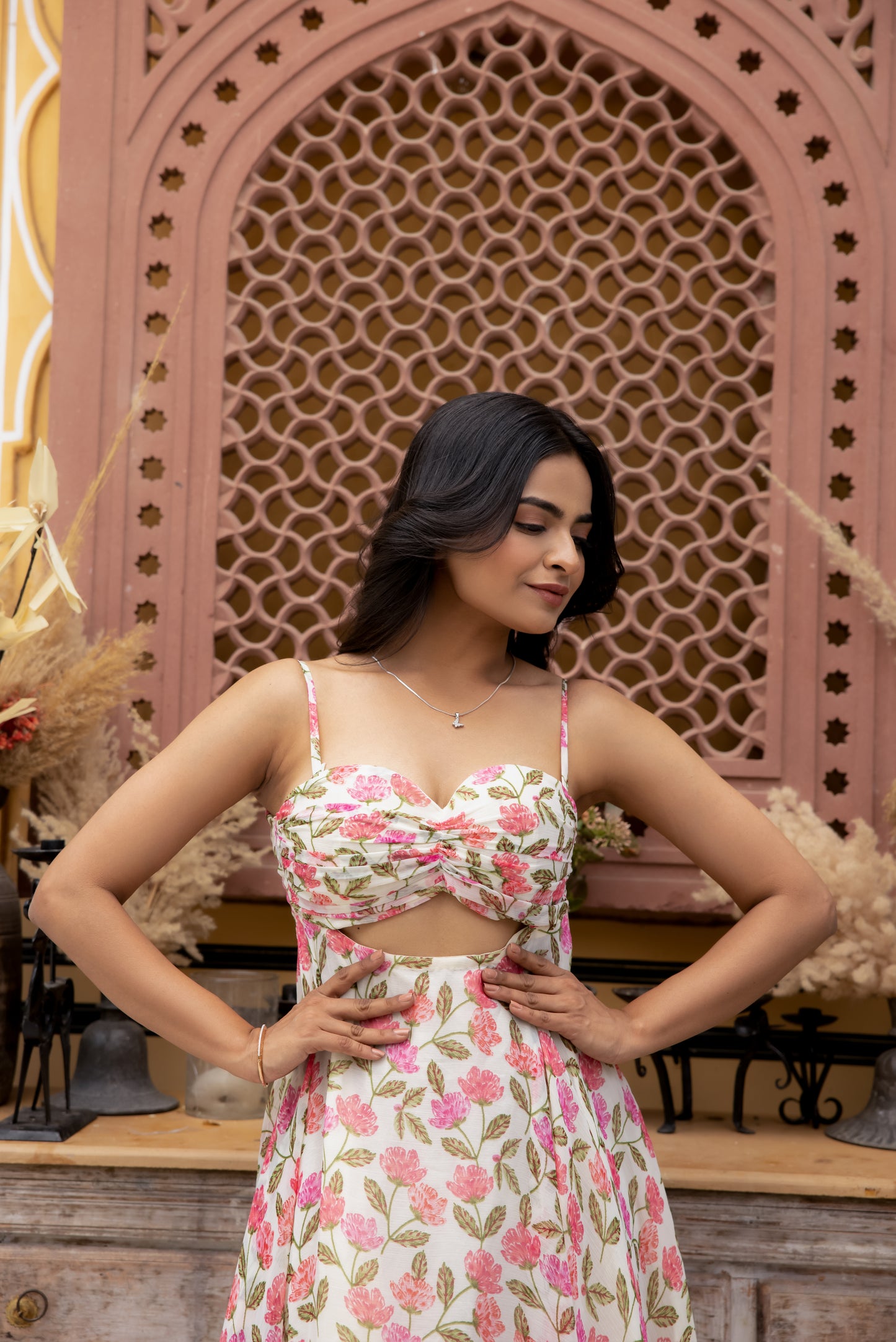 MEHAR JASMINE WHITE FLORAL PRINTED MAXI DRESS Deasha India