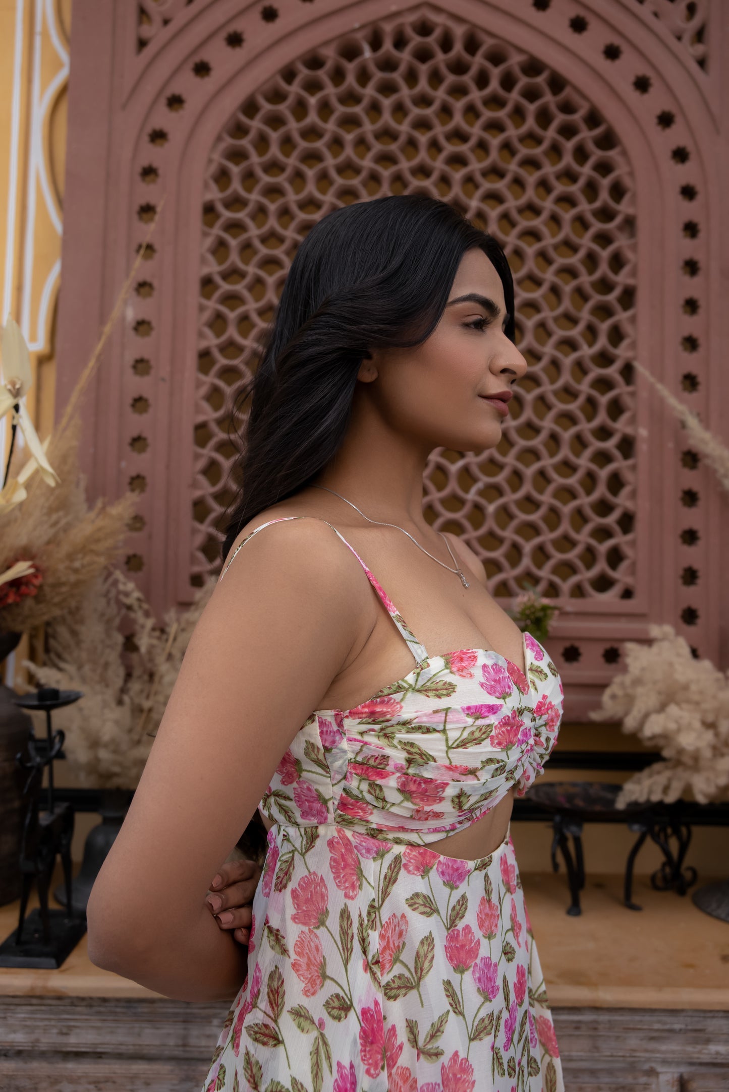 MEHAR JASMINE WHITE FLORAL PRINTED MAXI DRESS Deasha India