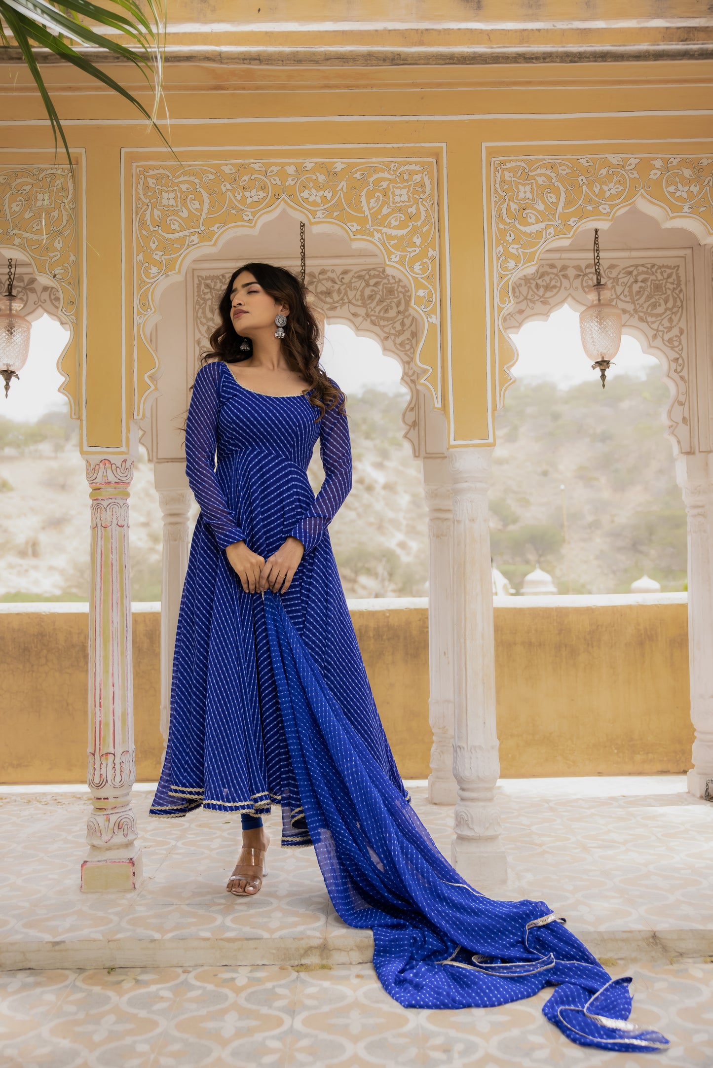 VAANI ROYAL BLUE BANDHANI ANARKALI SET Deasha India