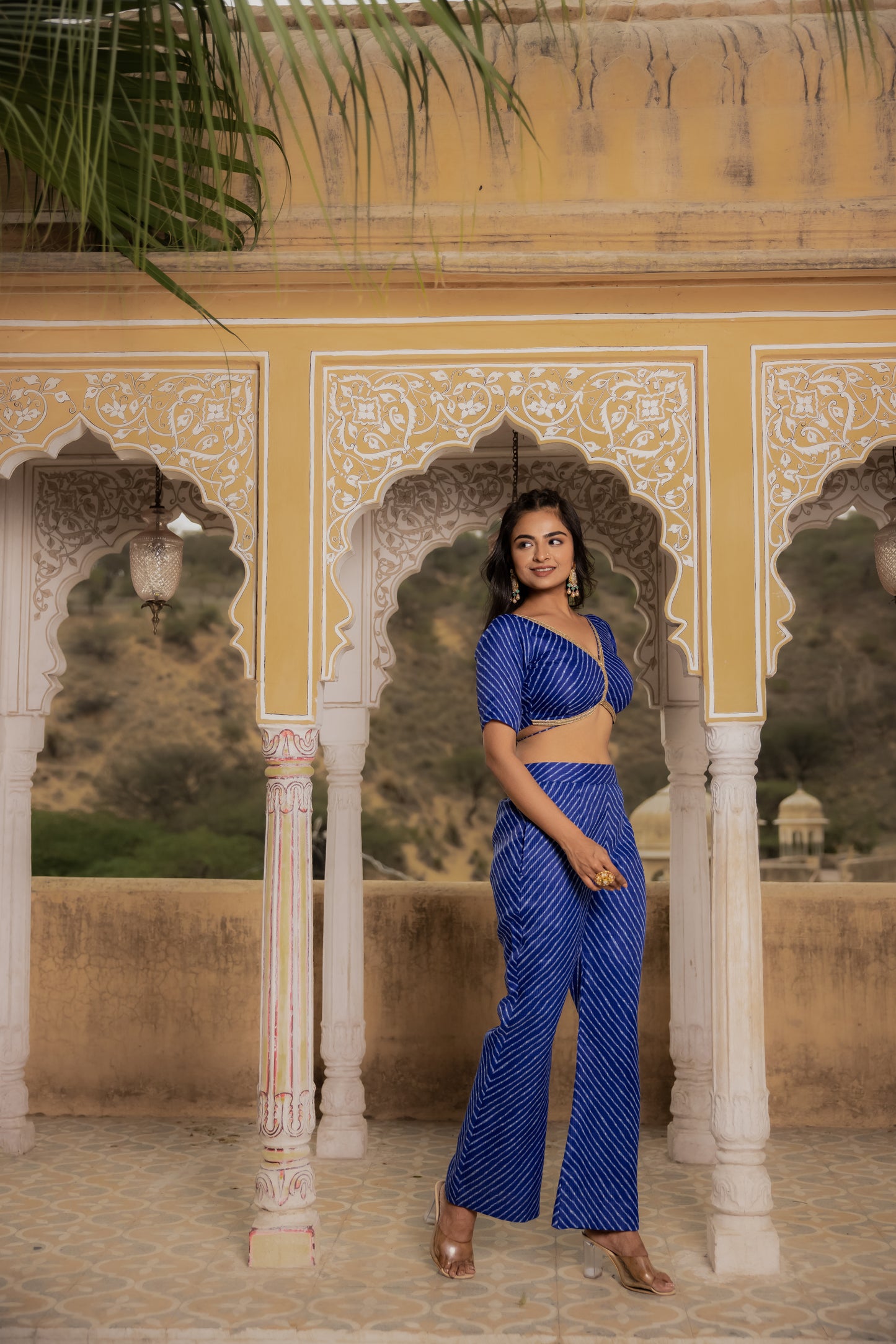 AYATEE ROYAL BLUE LEHERIYA COORD SET Deasha India