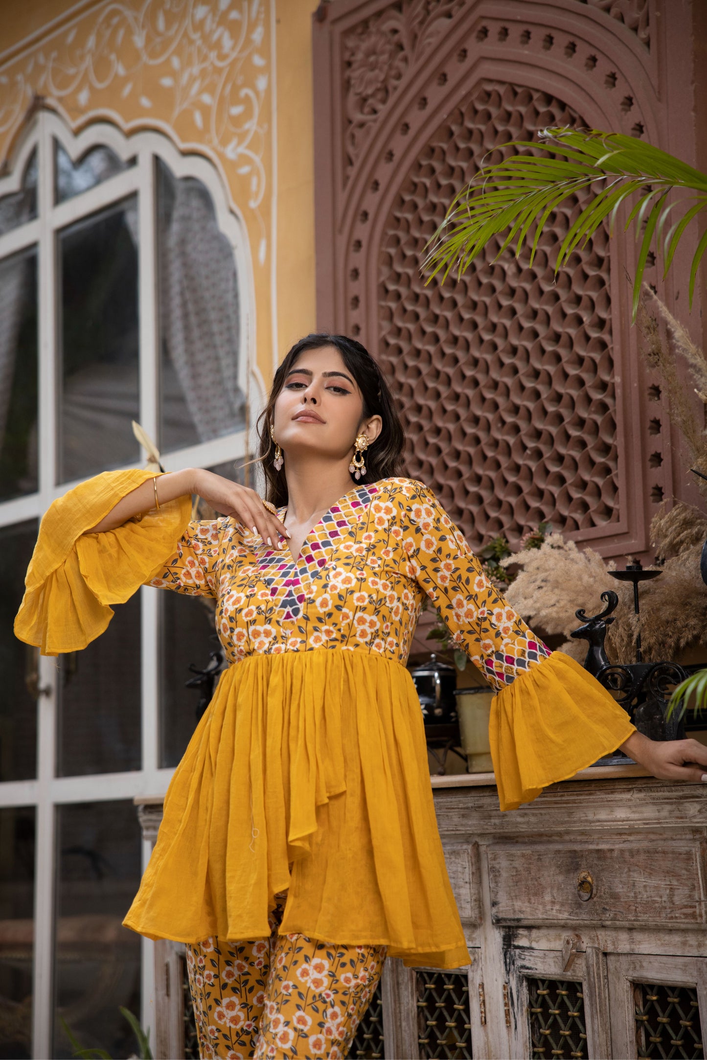 FARIA YELLOW COTTON CO-ORD SET Deasha India