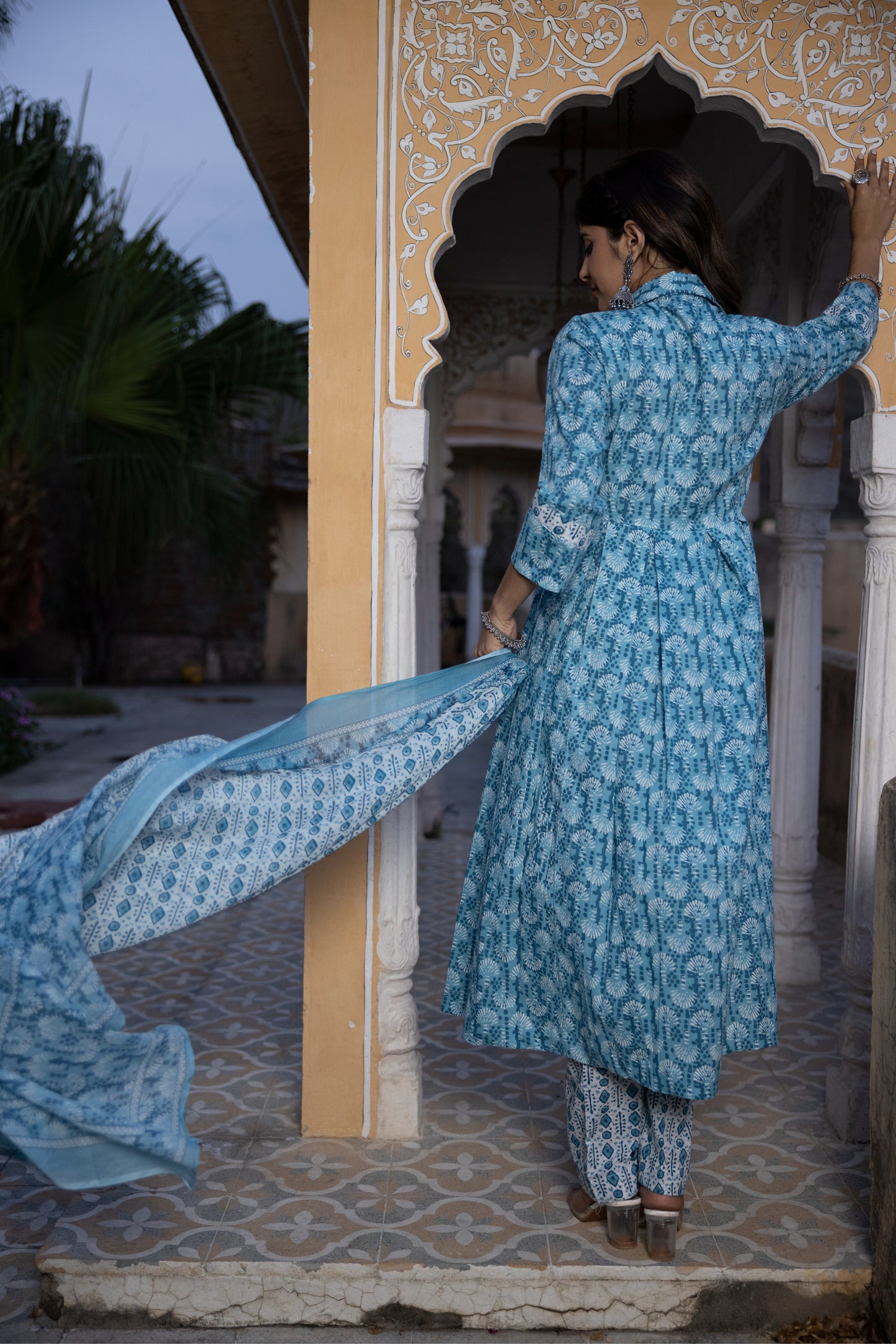 MEERAB COTTON FORMAL BLUE KURTA SET Deasha India