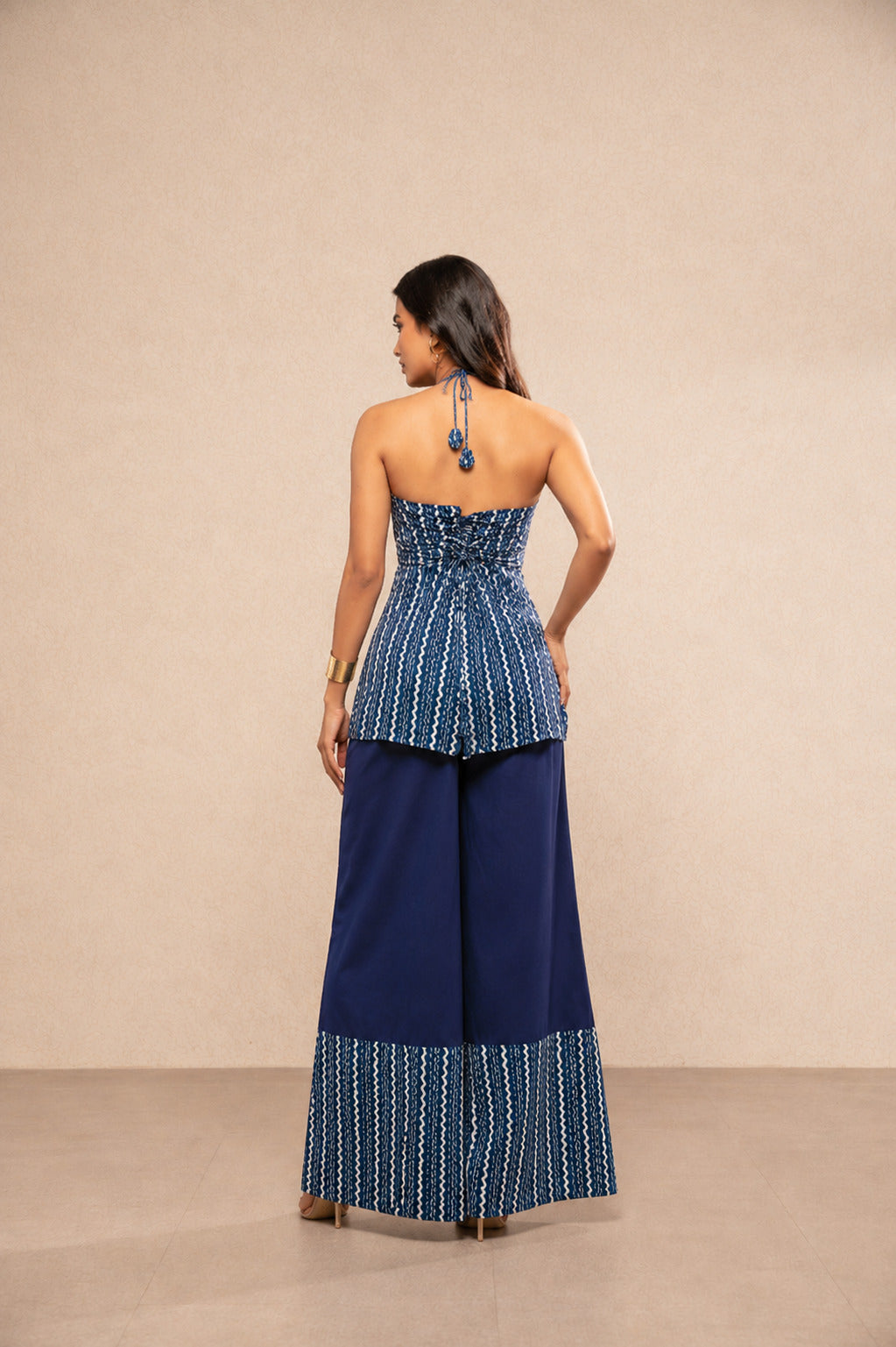 SIRINA BLUE CORSET HALTER NECK COORD SET