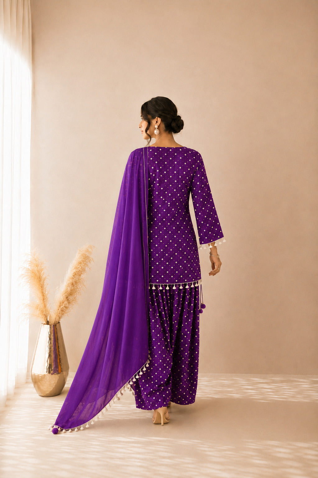 DHAIRYA PURPLE BANDHEJ FARSHI SET