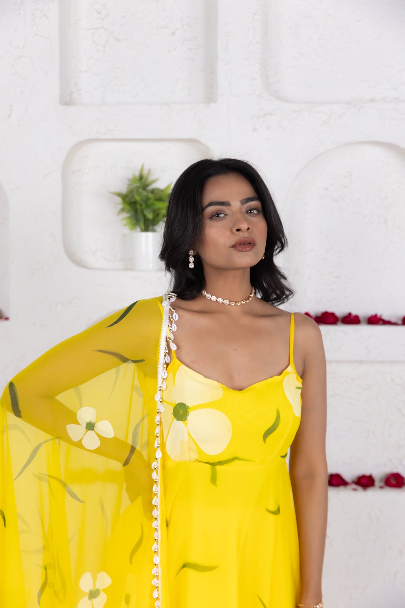 NYSA YELLOW HANDPAINTED ANARKALI SET Deasha India