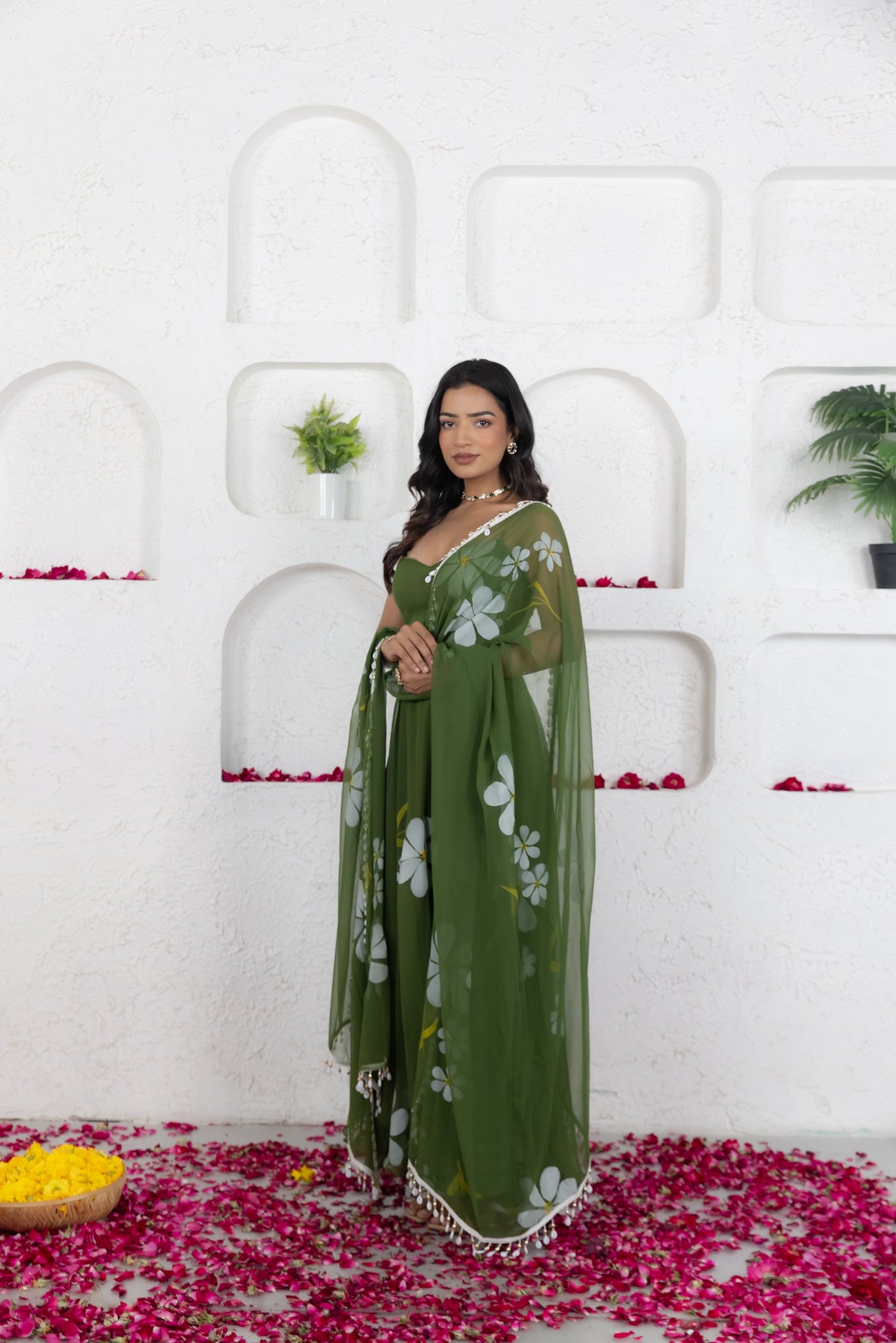 REVA GREEN HANDPAINTED ANARKALI SET Deasha India