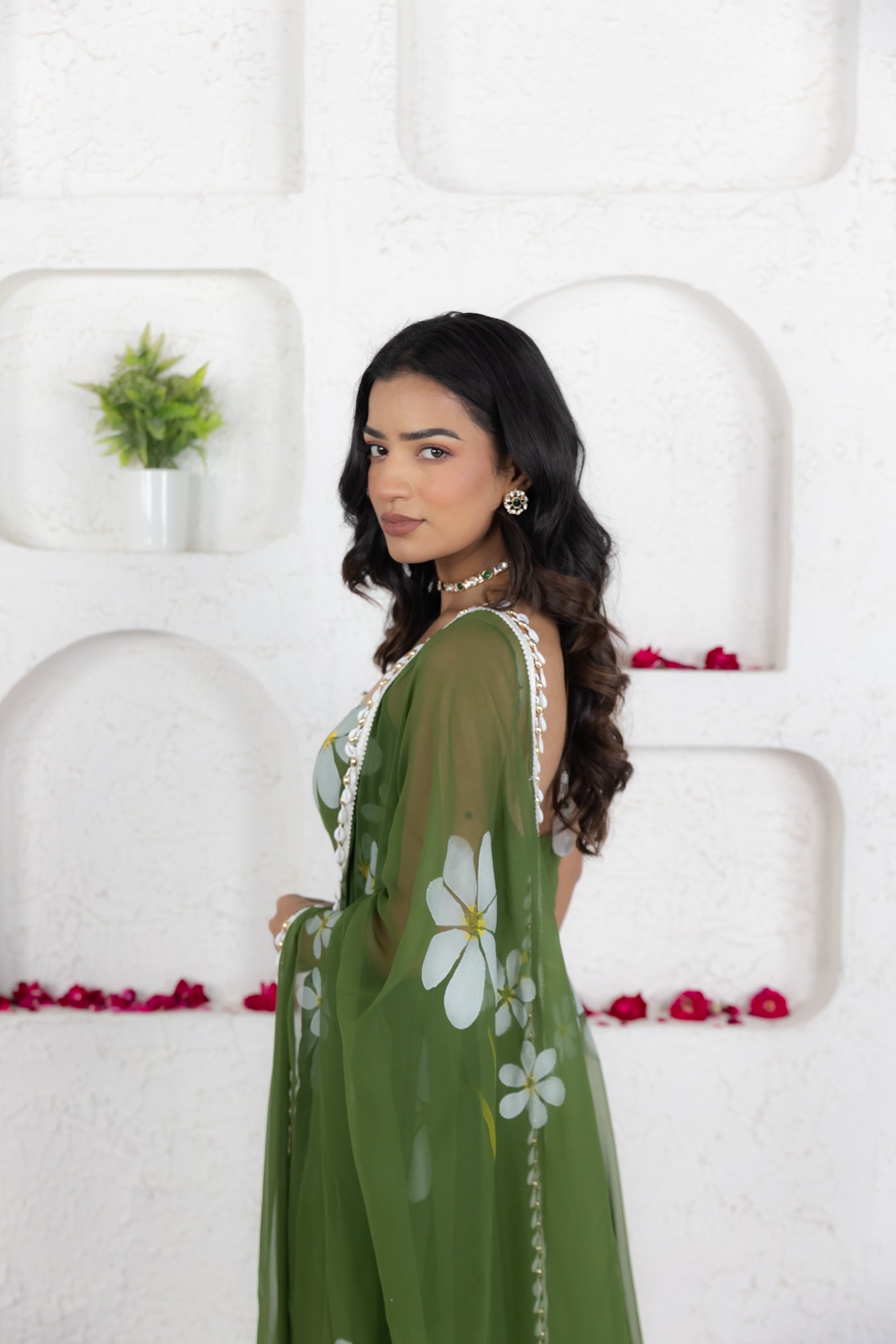 REVA GREEN HANDPAINTED ANARKALI SET Deasha India