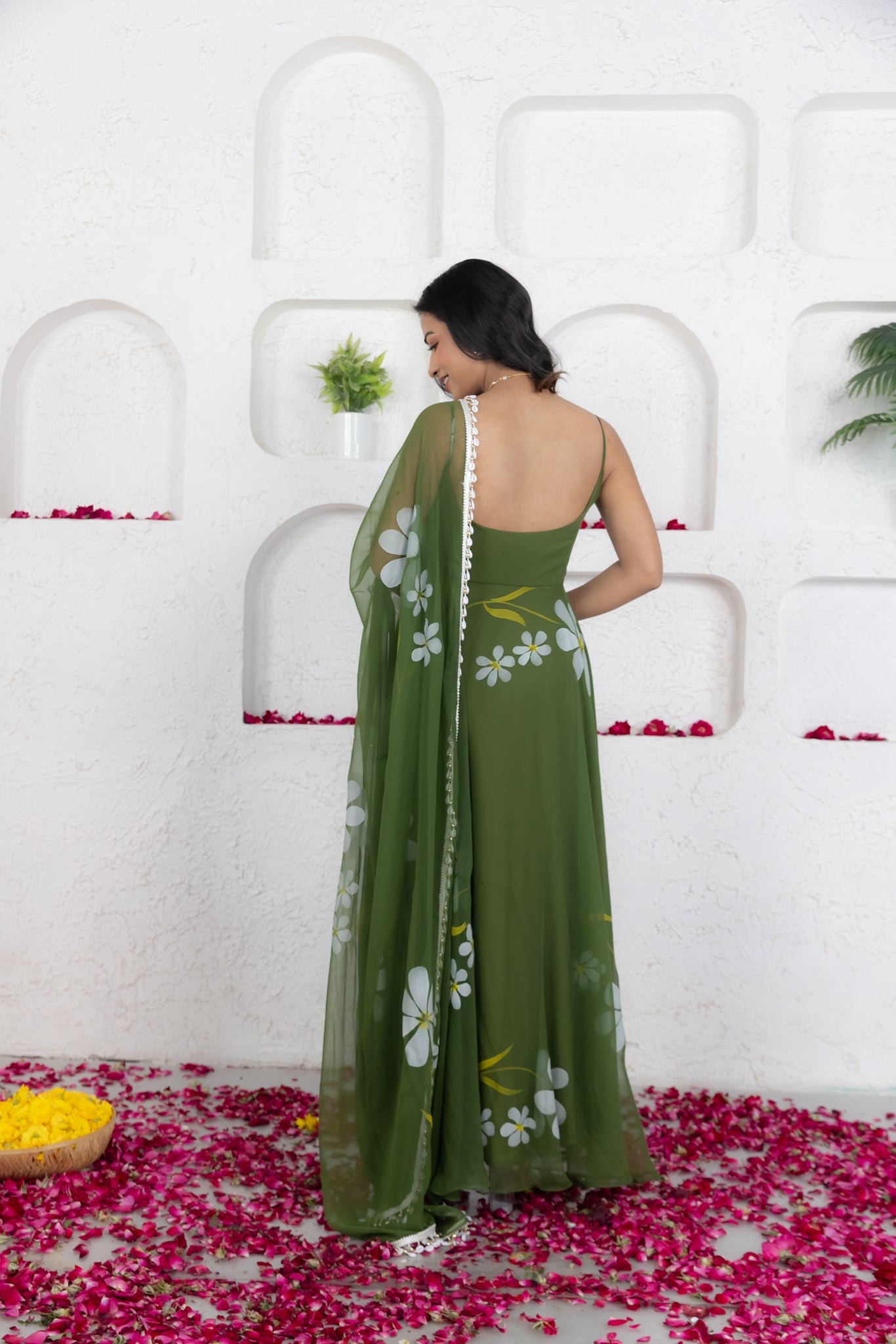 REVA GREEN HANDPAINTED ANARKALI SET Deasha India