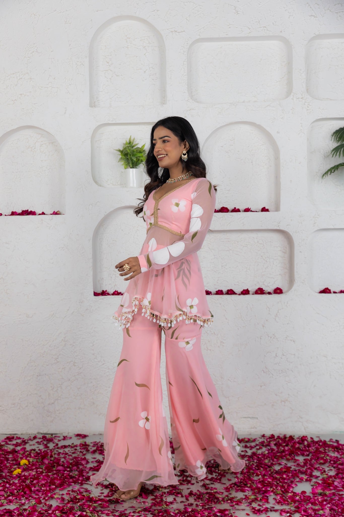SEIRA PASTEL PINK HANDPAINTED CO ORD SET Deasha India