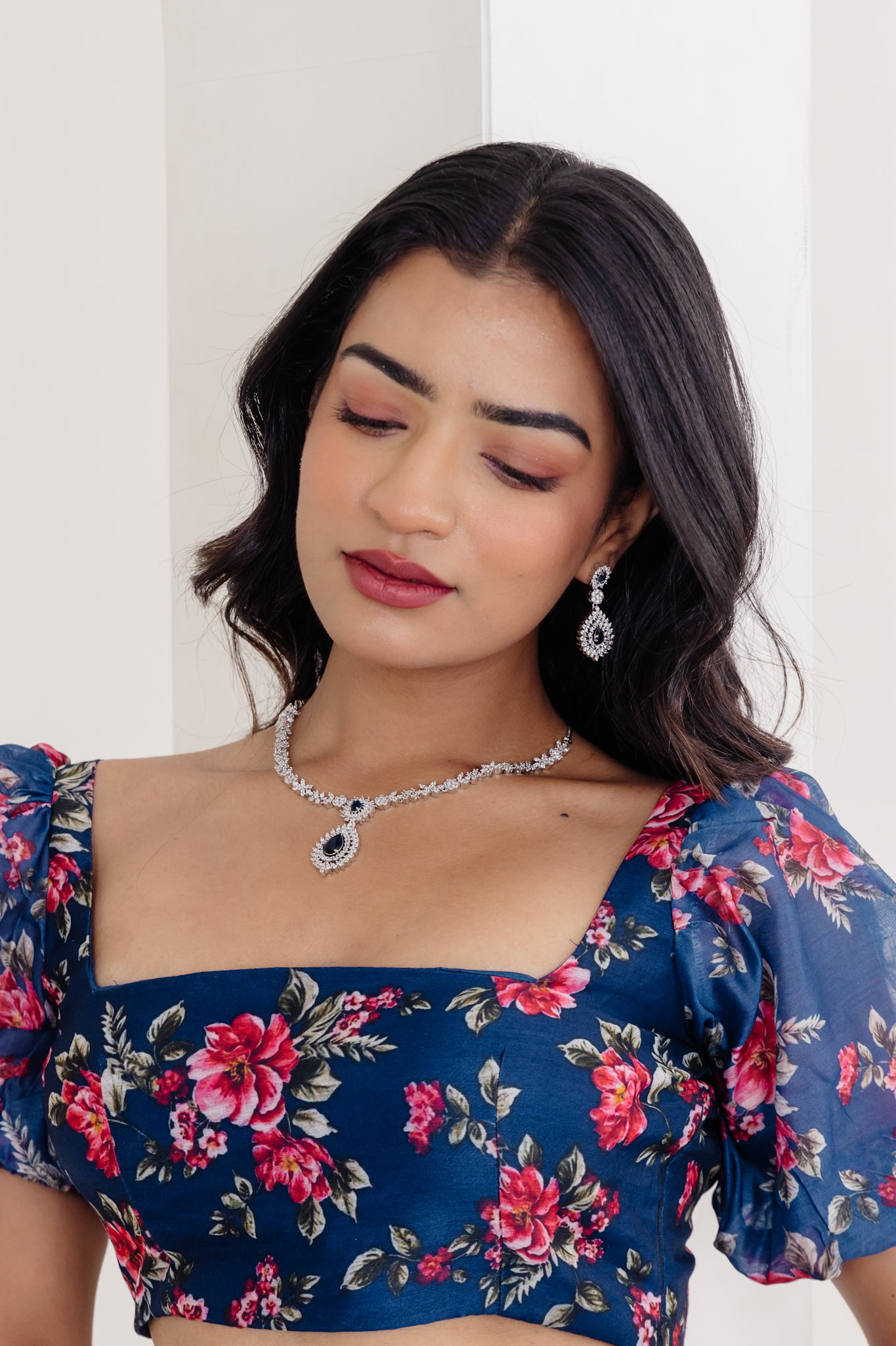 LIANA NAVY BLUE FLORAL PRINTED COORD SET Deasha India