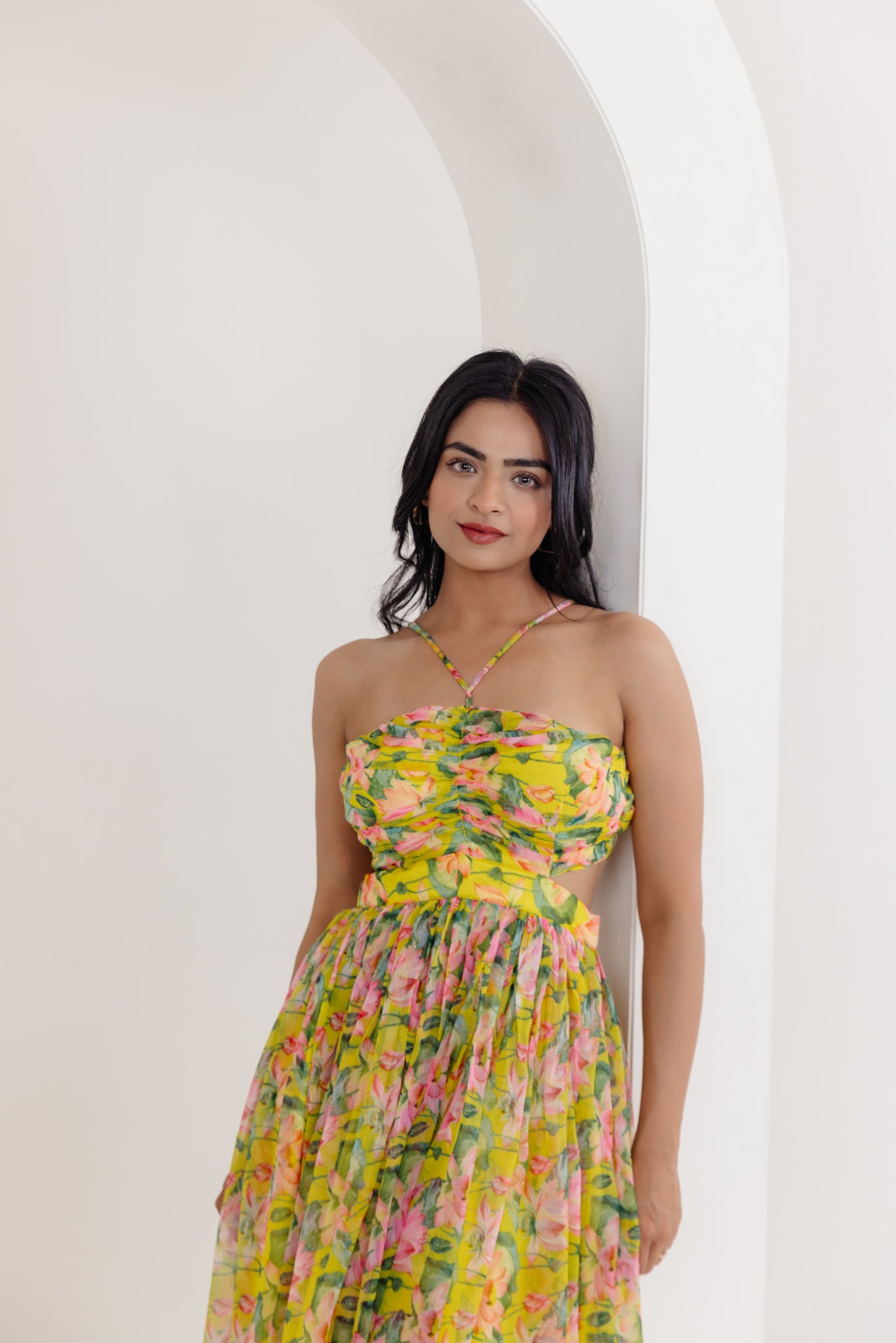 NIVA NEON FLORAL PRINTED LONG DRESS Deasha India